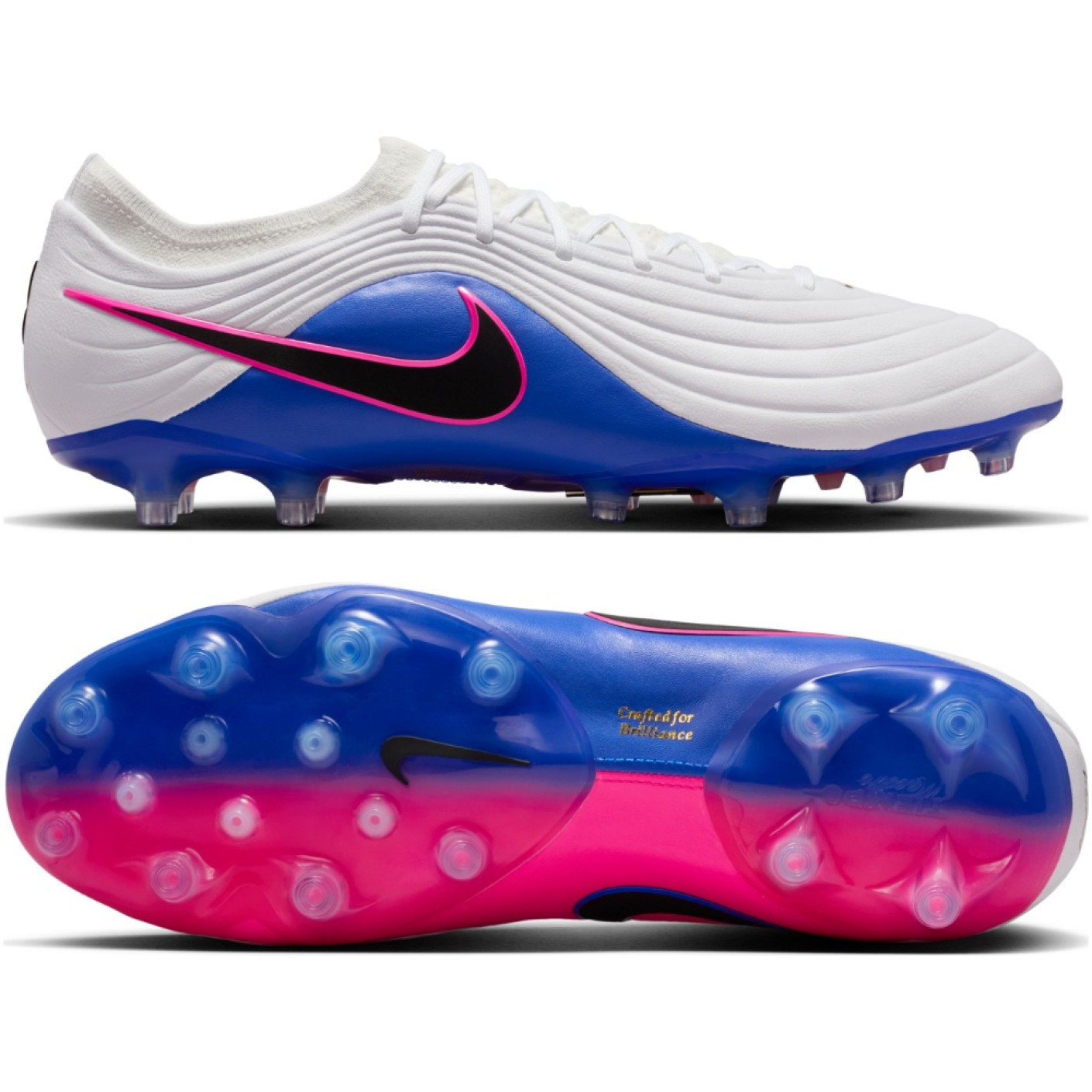 Nike Tiempo Maestro Elite Gazon Artificiel Chaussures de Foot (AG) Blanc Bleu Rose Vif