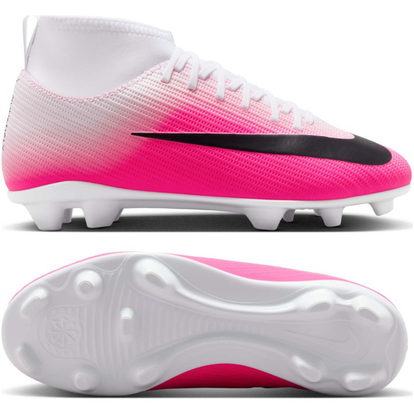 Nike Zoom Mercurial Superfly 11 Club Gazon Naturel Artificiel Chaussures de Foot (MG) Enfants Rose Vif Blanc Noir