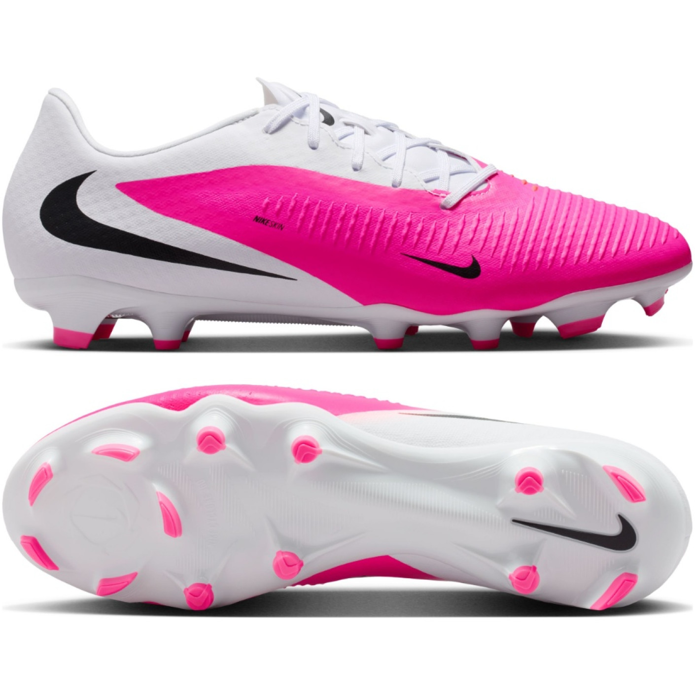 Nike Phantom 6 Low Academy Gazon Naturel Artificiel Chaussures de Foot (MG) Blanc Rose Vif Noir