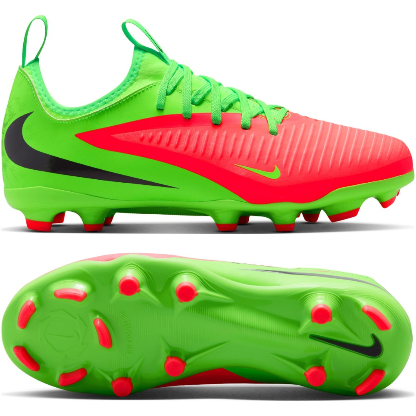 Nike Phantom 6 Low Haaland Academy Gazon Naturel Artificiel Chaussures de Foot (MG) Enfants Vert Vif Rouge Noir
