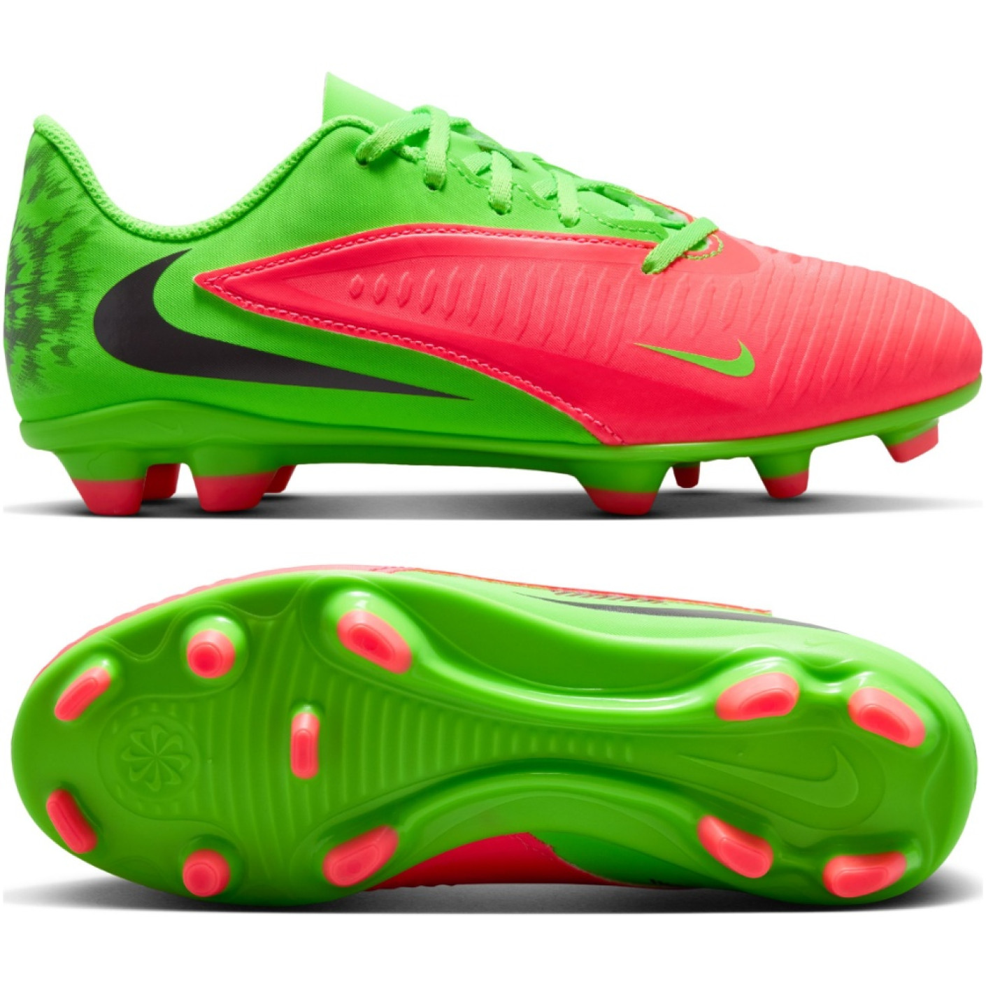 Nike Phantom 6 Low Haaland Club Gazon Naturel Artificiel Chaussures de Foot (MG) Enfants Vert Vif Rouge Noir