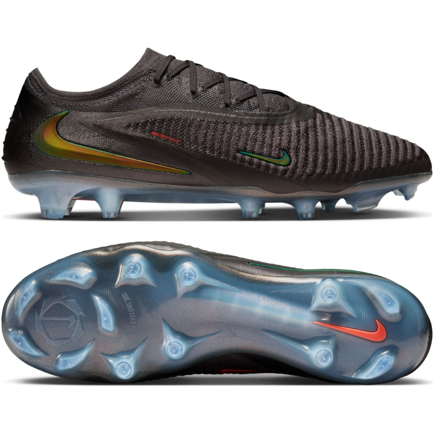 Nike Phantom 6 Low LV8 Elite Gazon Naturel Chaussures de Foot (FG) Gris Foncé Orange Multicolore