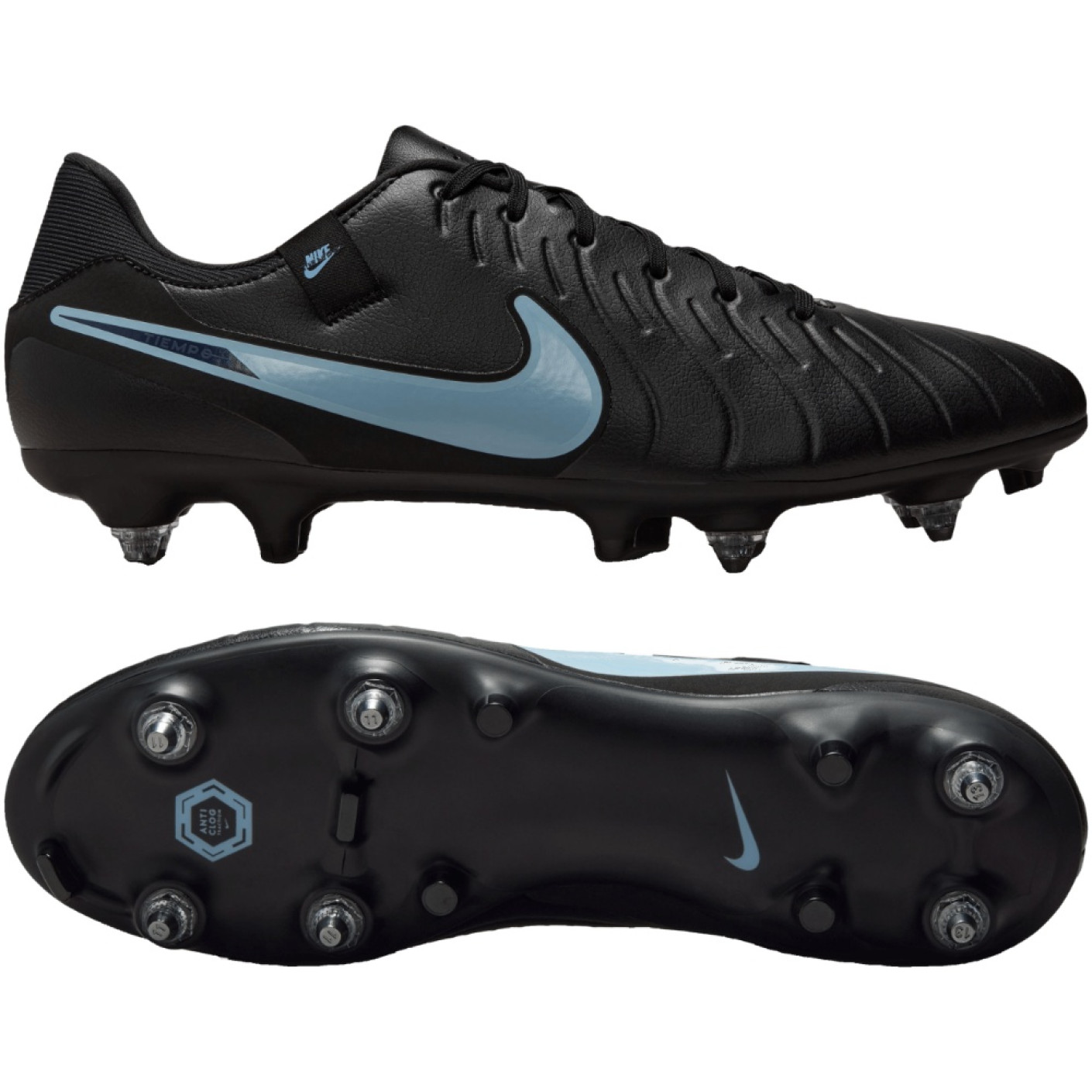 Nike Tiempo Legend 10 Academy IJzeren-Nop Voetbalschoenen (SG) Anti-Clog Zwart Lichtblauw