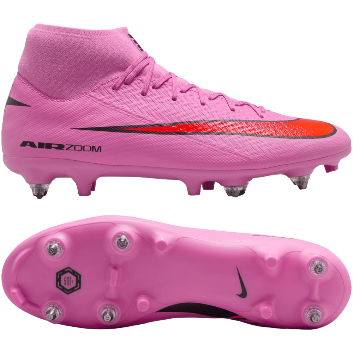 Nike Zoom Mercurial Superfly 10 Academy Crampons Vissés Chaussures de Foot (SG) Rose Rouge Vif Bleu Clair