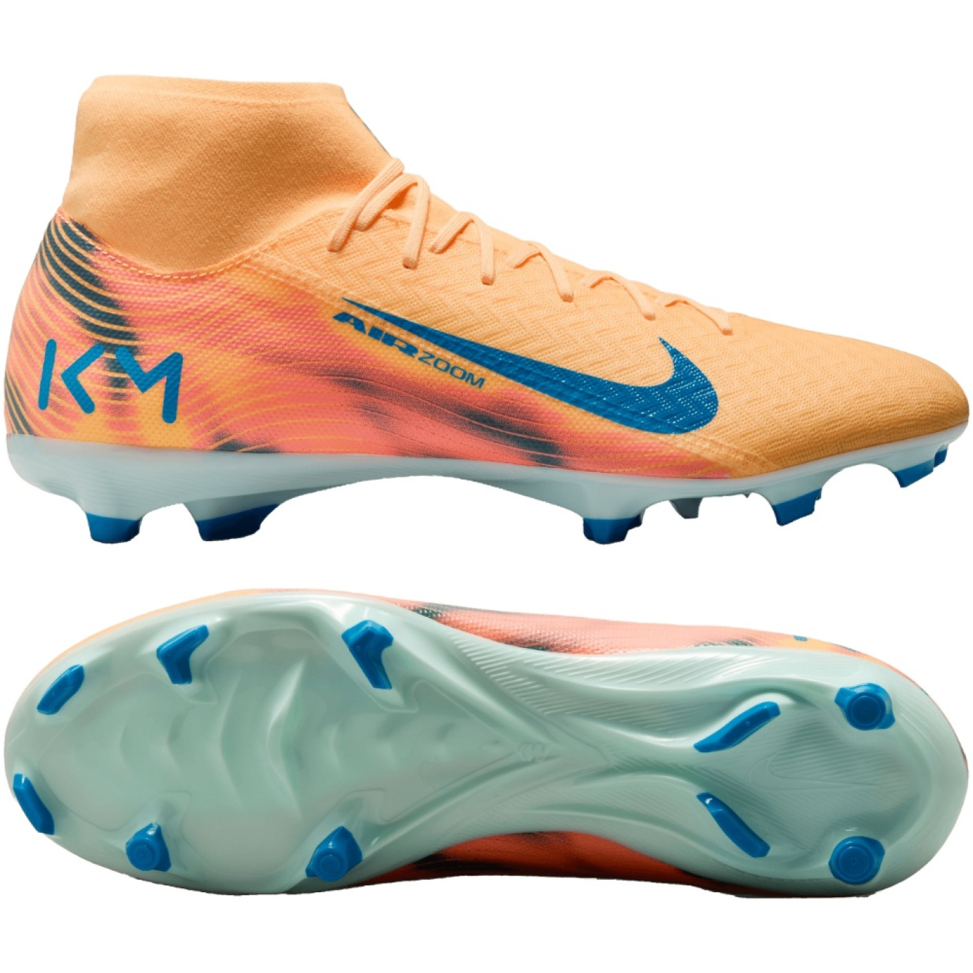 Nike Zoom Mercurial Superfly 10 Mbappé Academy Gras / Kunstgras Voetbalschoenen (MG) Lichtoranje Turquoise