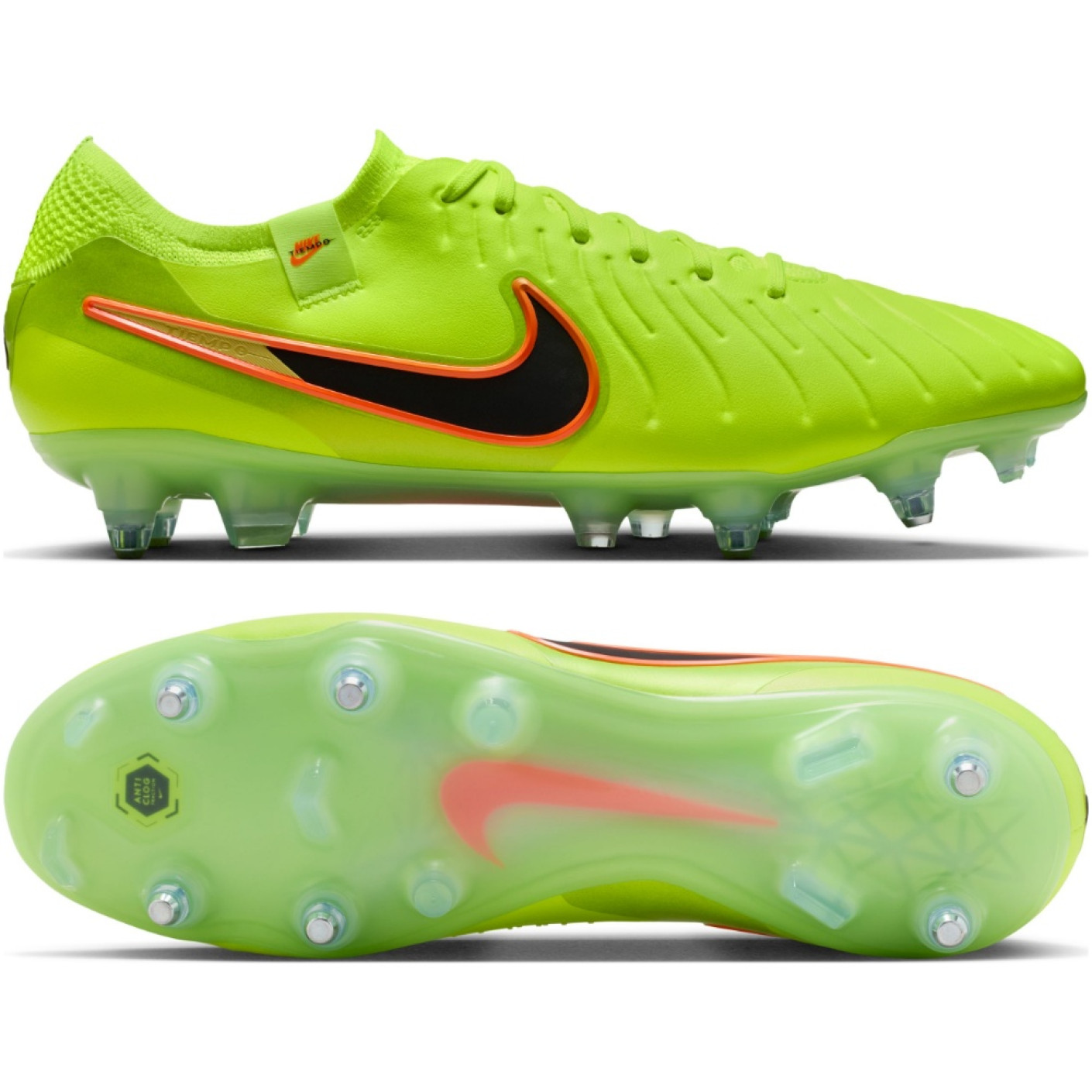 Nike Tiempo Legend 10 Elite IJzeren-Nop Voetbalschoenen (SG) Anti-Clog Neongeel Zwart Oranje