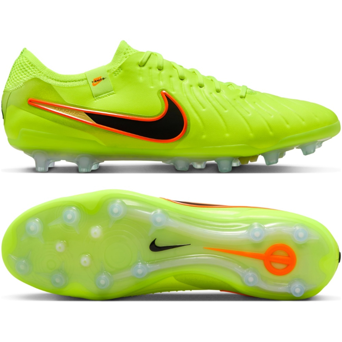 Nike Tiempo Legend 10 Elite Kunstgras Voetbalschoenen (AG) Neongeel Zwart Oranje