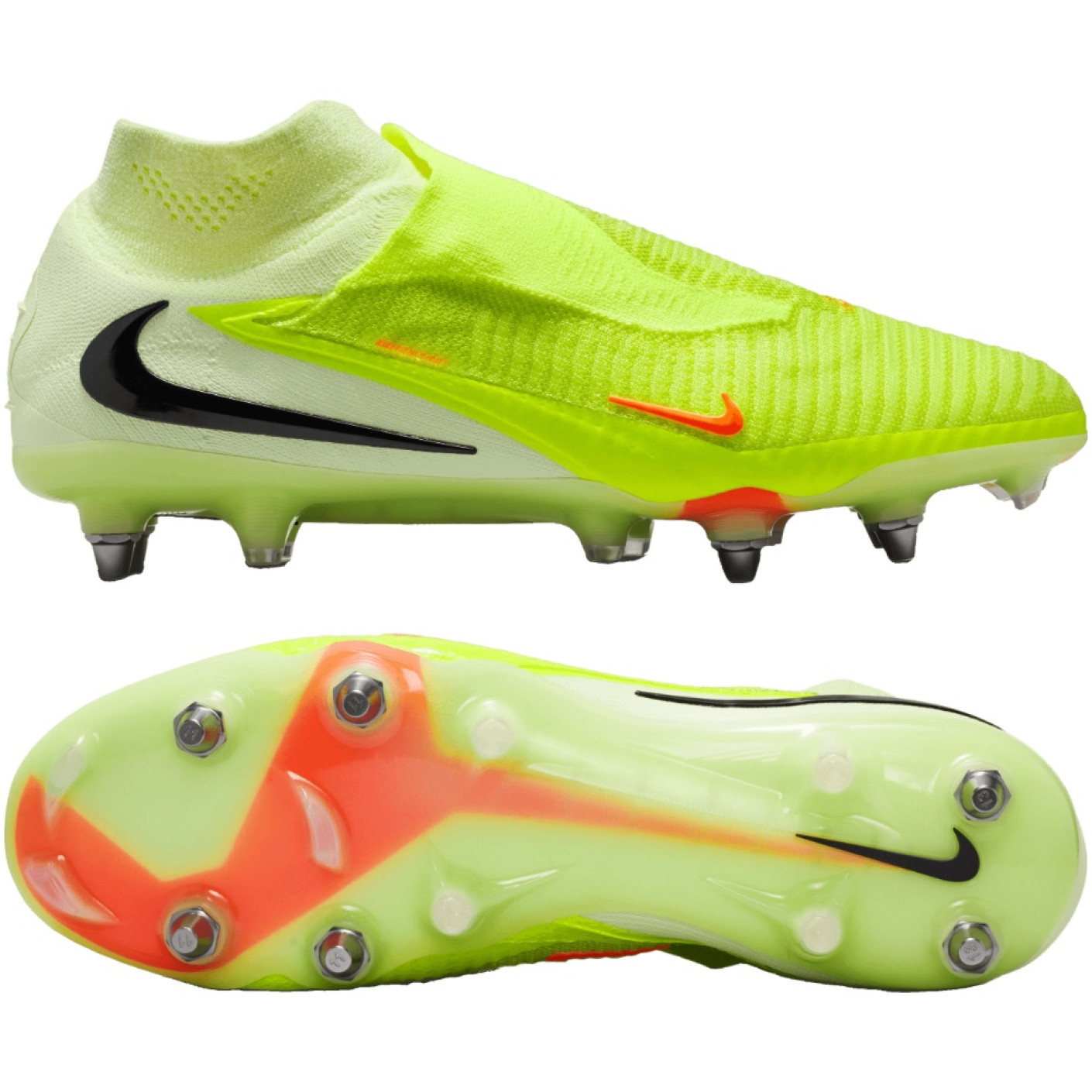 Nike Phantom 6 High Elite IJzeren-Nop Voetbalschoenen (SG) Pro Player Geel Oranje Zwart