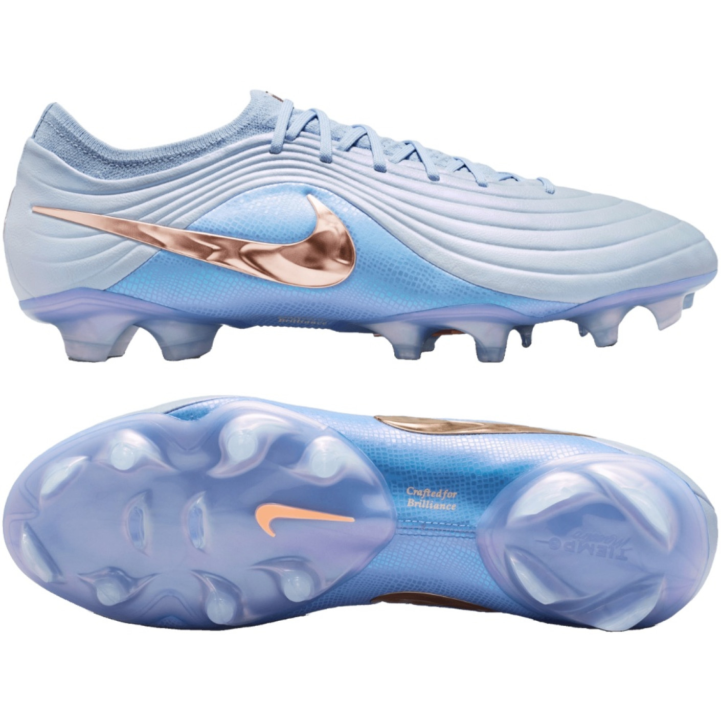 Nike Tiempo Maestro LV8 Elite Gazon Naturel Chaussures de Foot (FG) Bleu Clair Bleu-Violet Bronze