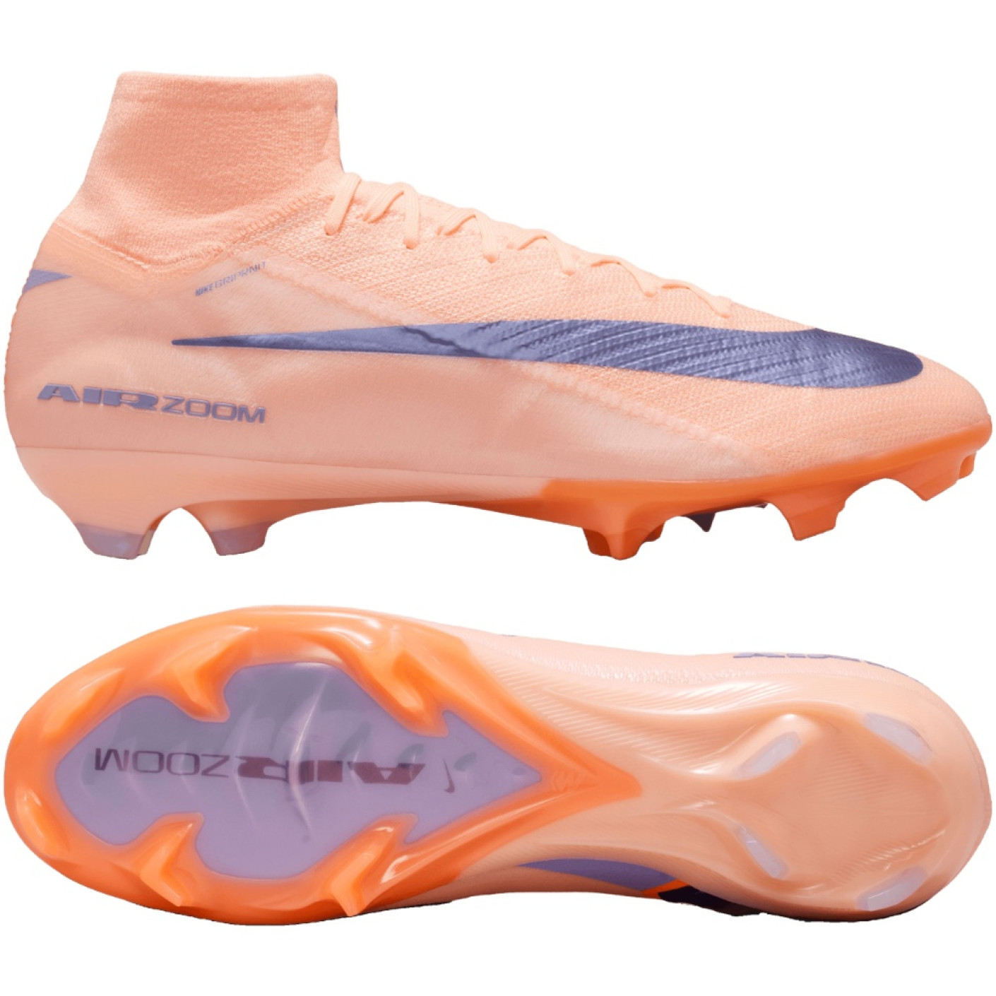 Nike Zoom Mercurial Superfly 10 LV8 Elite Gazon Naturel Chaussures de Foot (FG) Rose Saumon Bleu Foncé Mauve