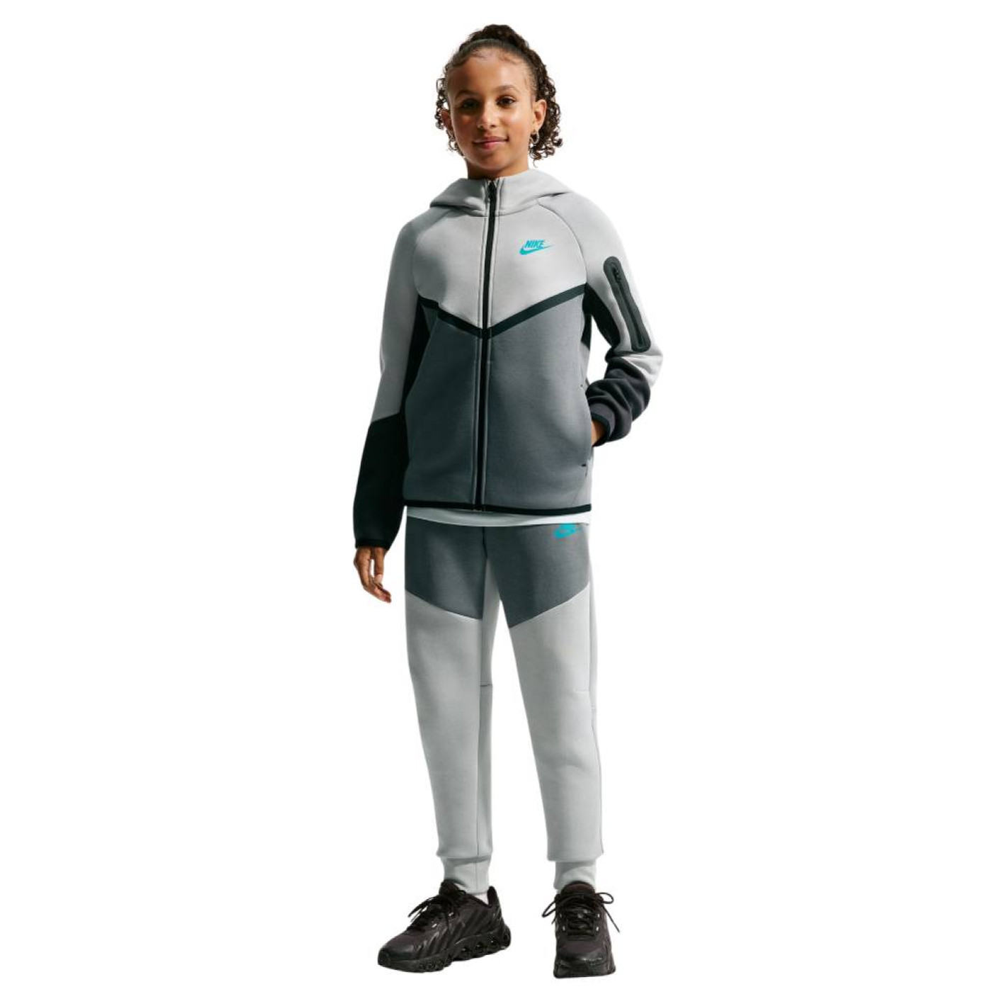 Nike Tech Fleece Sportswear Trainingspak Kids Grijs Donkergrijs Zwart Lichtblauw