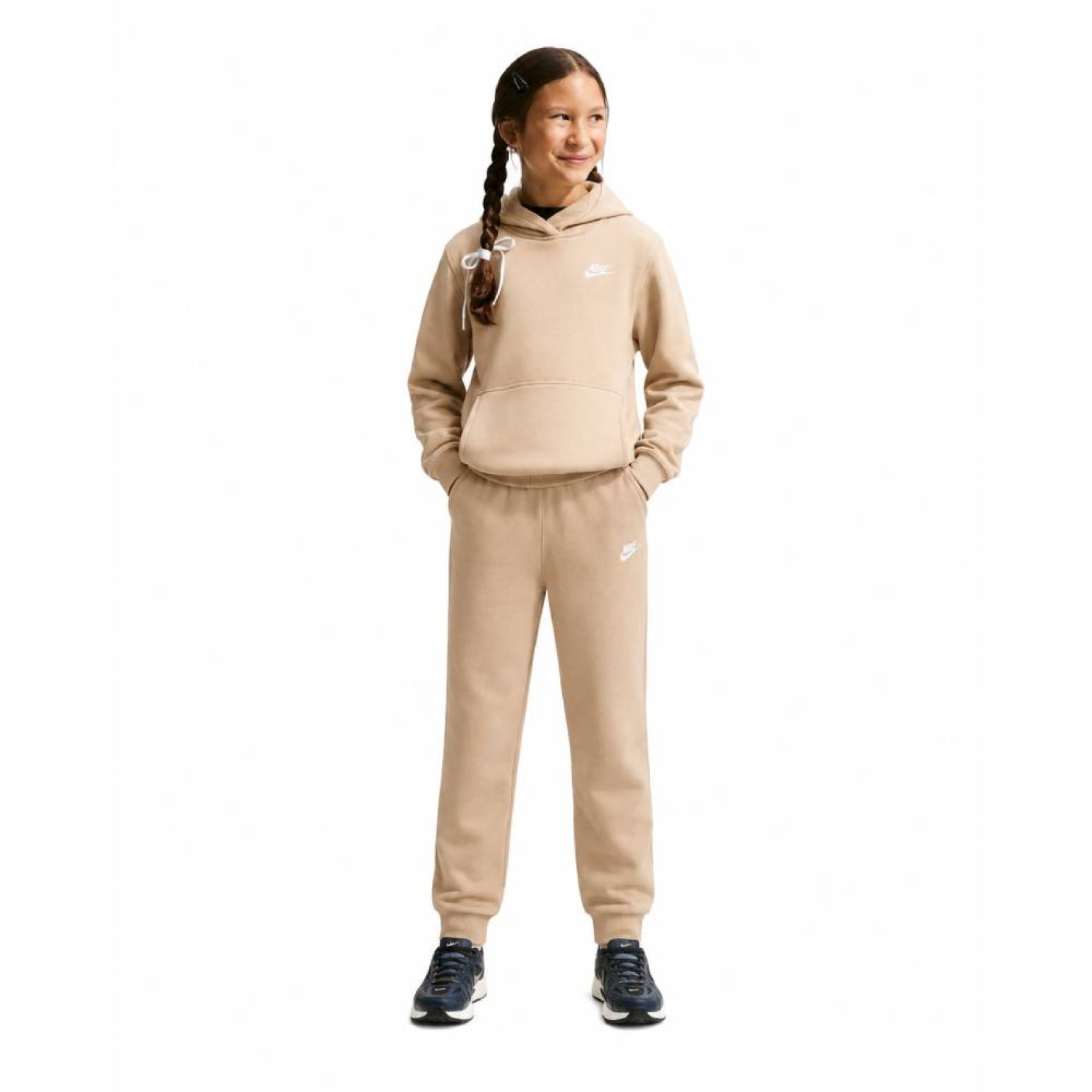 Survêtement polaire Nike Sportswear Club à capuche pour enfants, beige et blanc