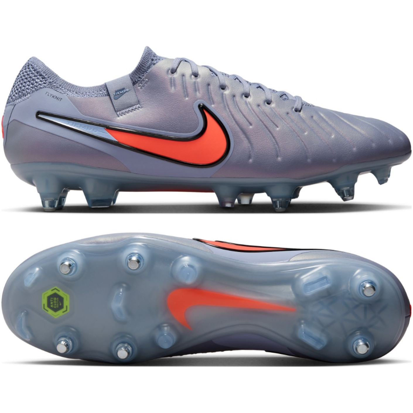 Nike Tiempo Legend 10 Elite IJzeren-Nop Voetbalschoenen (SG) Anti-Clog Lichtblauw Felrood Zwart