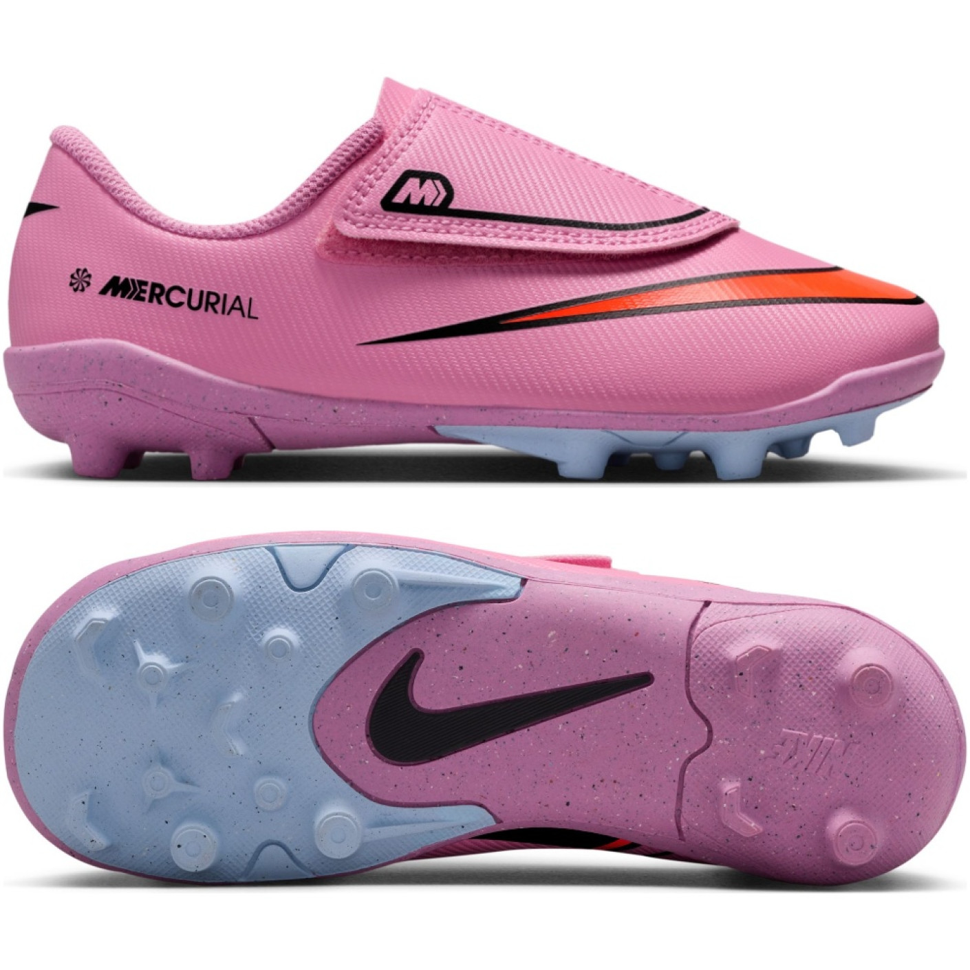 Nike Mercurial Vapor 16 Club Gazon Naturel Gazon Artificiel Chaussures de Foot (MG) Tout-Petits Rose Rouge Vif Bleu Clair