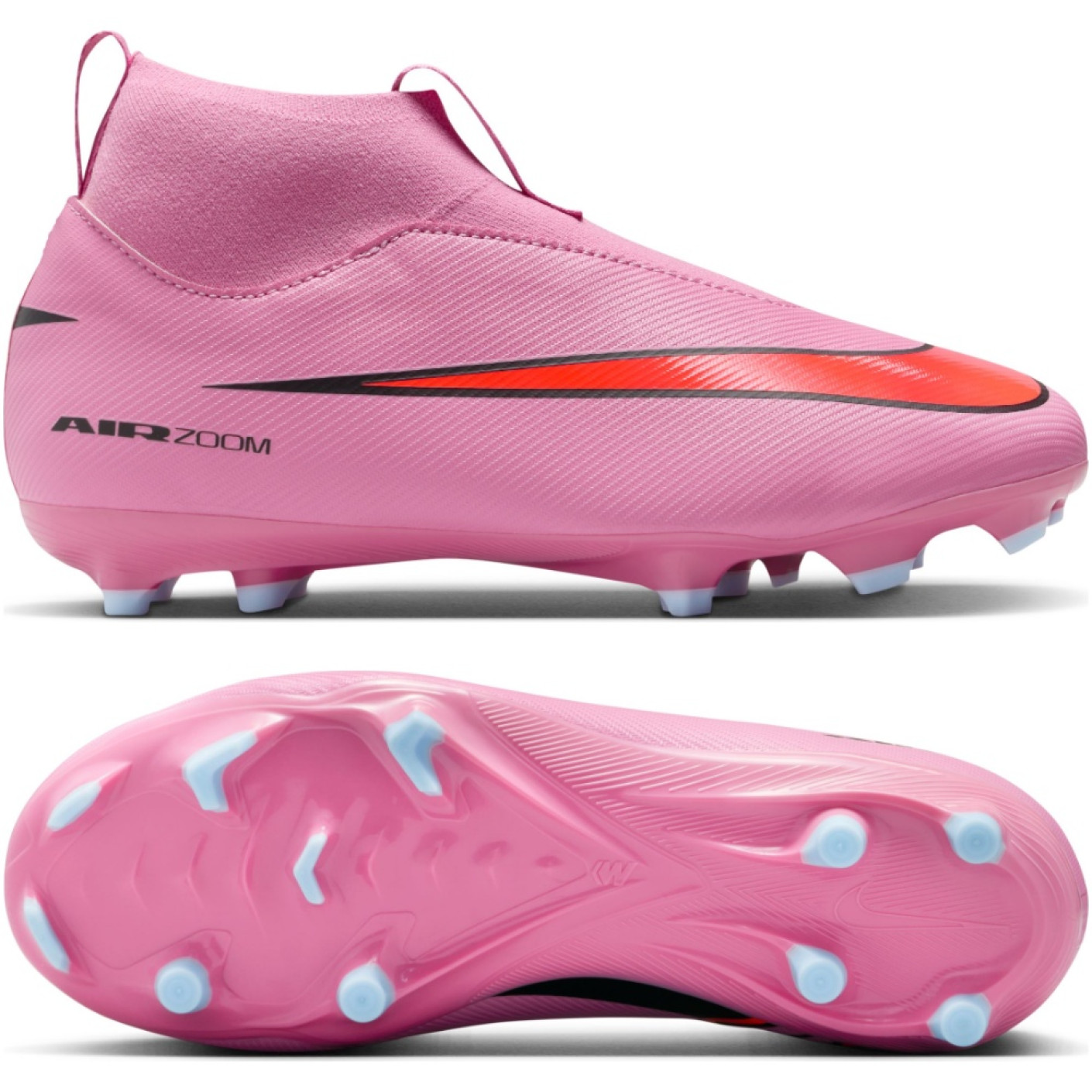 Nike Zoom Mercurial Superfly 10 Academy Gazon Naturel Artificiel Chaussures de Foot (MG) Enfants Rose Rouge Vif Bleu Clair