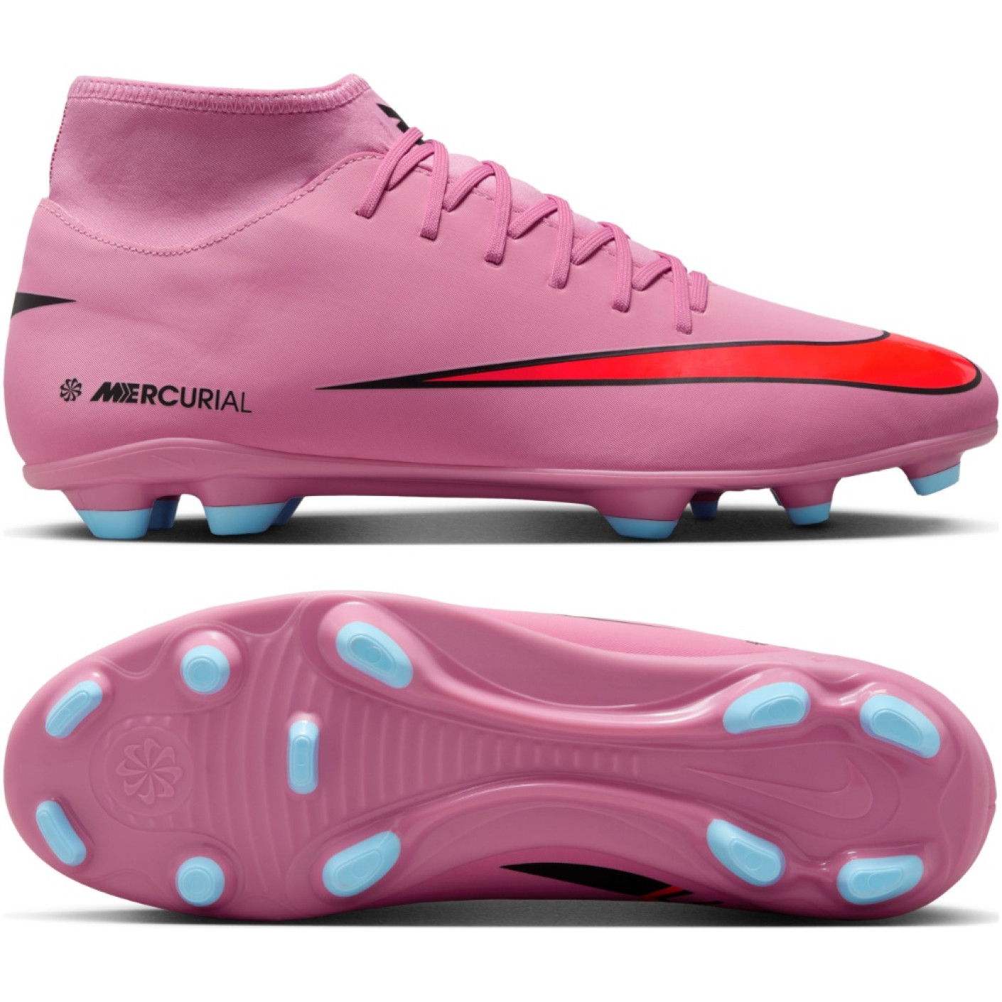 Nike Mercurial Superfly 10 Club Gazon Naturel Gazon Artificiel Chaussures de Foot (MG) Rose Rouge Vif Bleu Clair