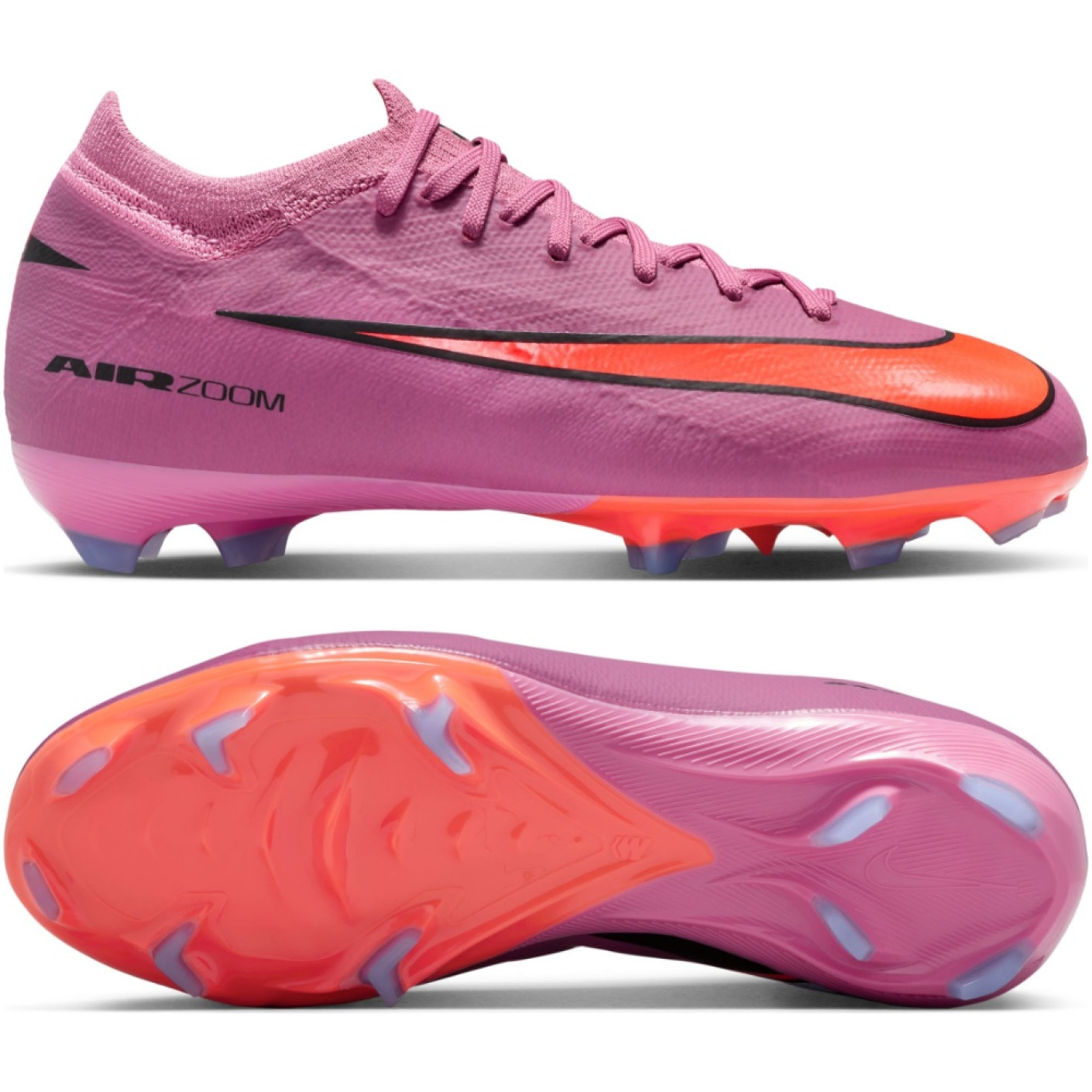 Nike Zoom Mercurial Vapor 16 Pro Gras Voetbalschoenen (FG) Kids Roze Felrood Lichtblauw