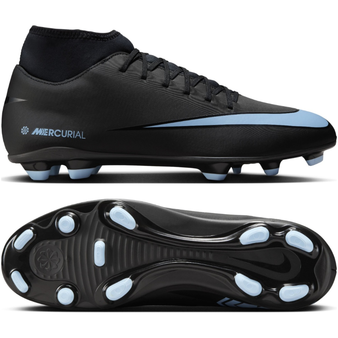 Nike Mercurial Superfly 10 Club Gazon Naturel Gazon Artificiel Chaussures de Foot (MG) Noir Bleu Clair