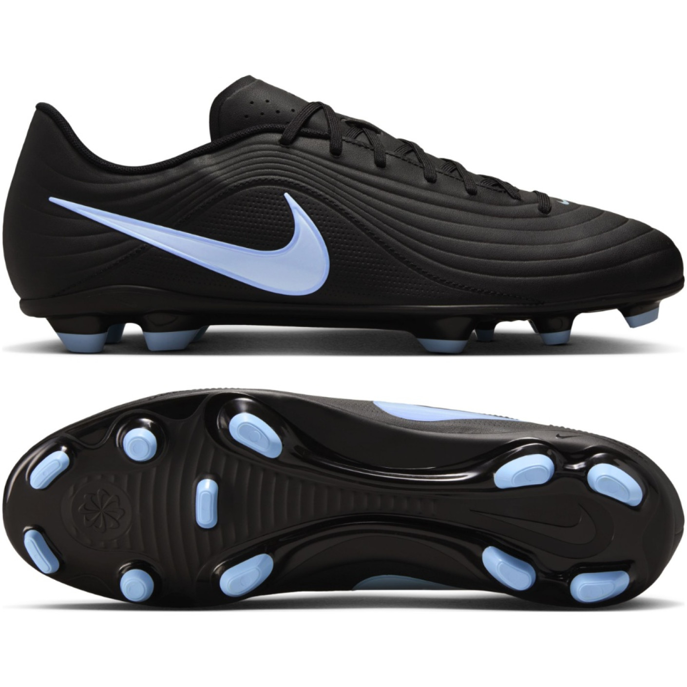 Nike Tiempo Maestro Club Gazon Naturel Artificiel Chaussures de Foot (MG) Noir Bleu Clair