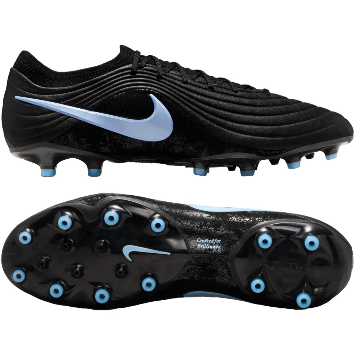 Nike Tiempo Maestro Elite Gazon Artificiel Chaussures de Foot (AG) Noir Bleu Clair