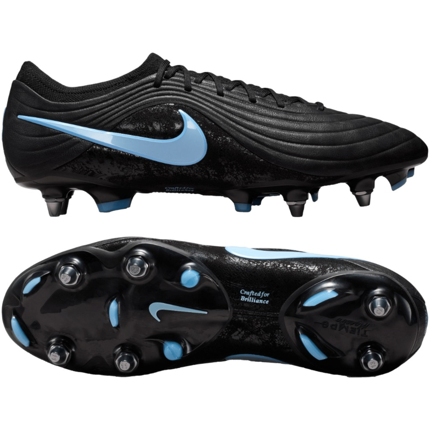 Nike Tiempo Maestro Elite Crampons Vissés Chaussures de Foot (SG) Noir Bleu Clair