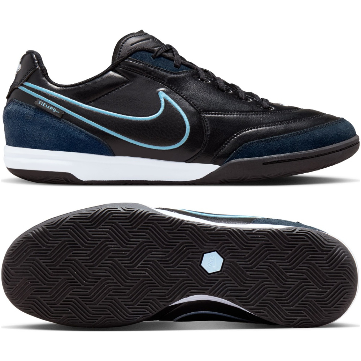 Nike Tiempo Street Gato Chaussures de Foot Street Noir Obsidian Bleu Clair