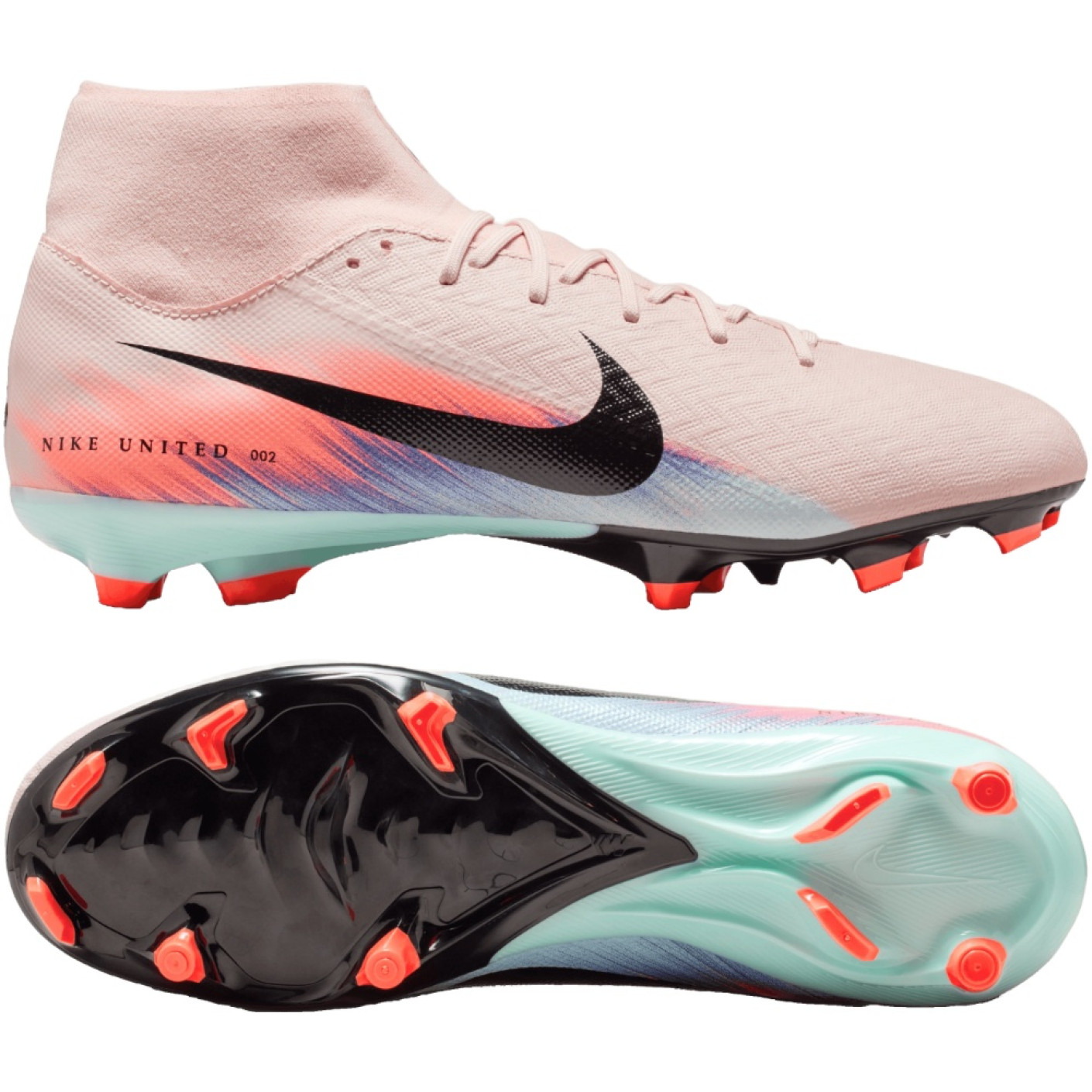 Nike Zoom Mercurial Superfly 10 Academy Gazon Naturel Artificiel Chaussures de Foot (MG) Rose Bleu Turquoise