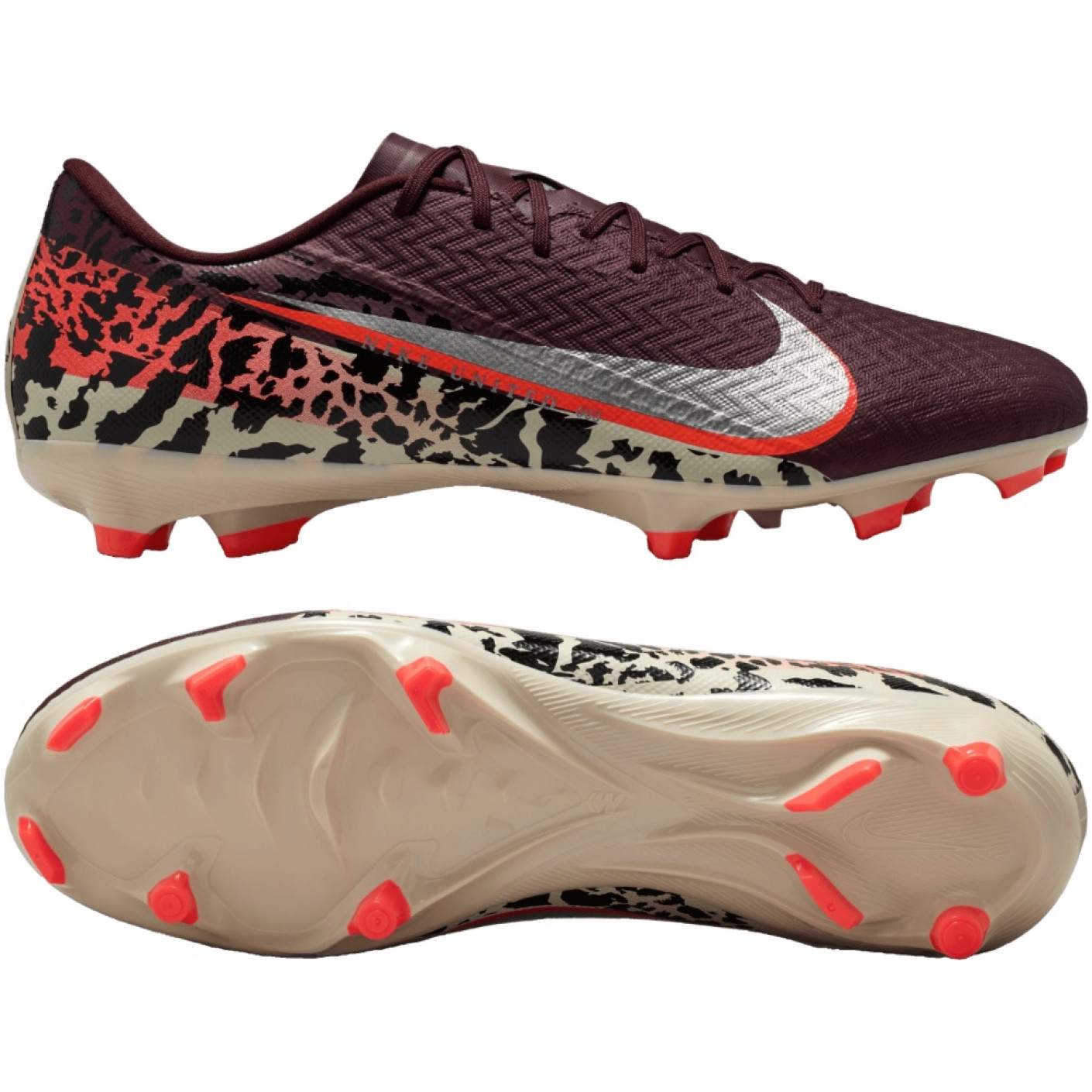 Nike Zoom Mercurial Vapor 16 Academy Gras / Kunstgras Voetbalschoenen (MG) Bordeauxrood Zilver Oranje