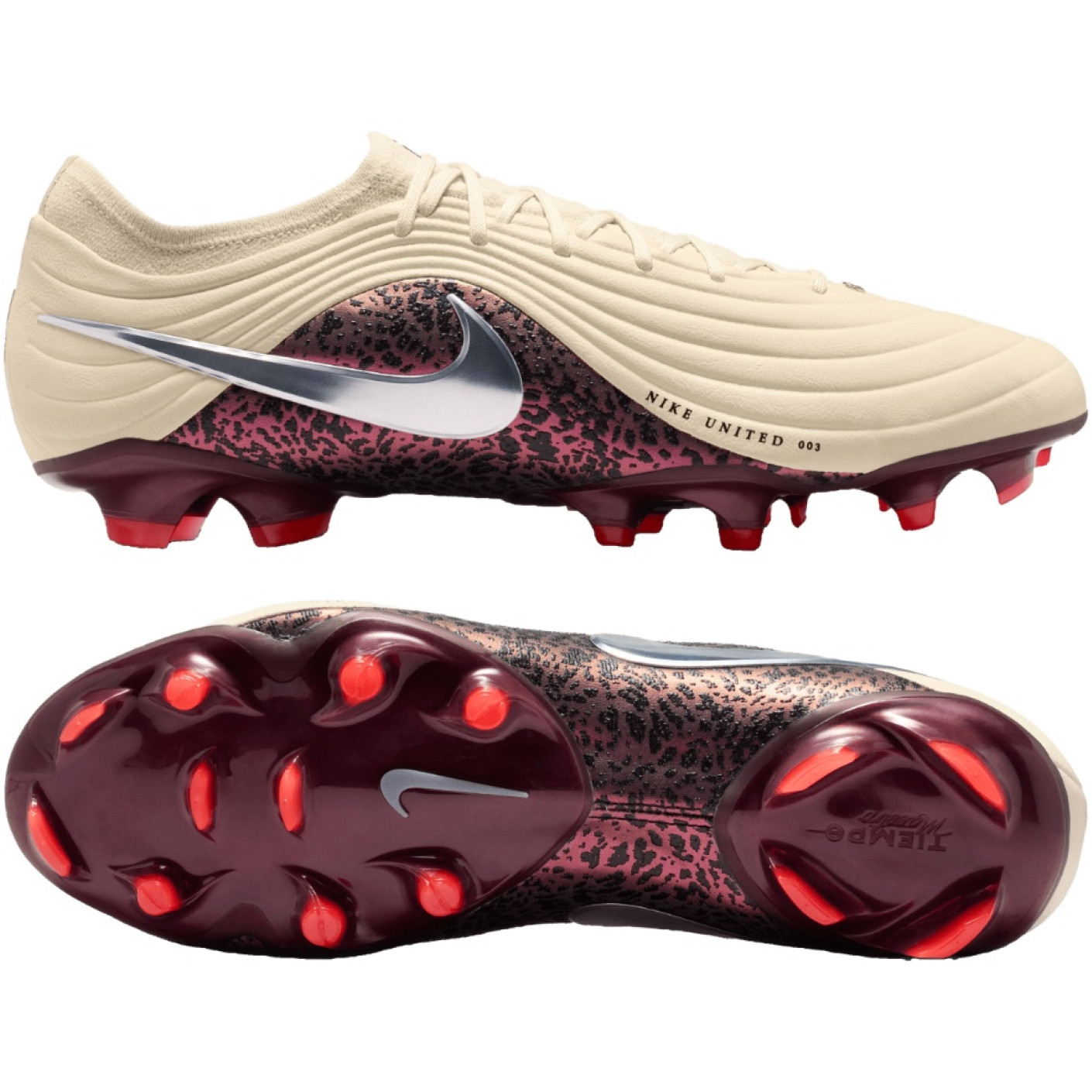 Nike Tiempo Maestro Elite Gras Voetbalschoenen (FG) Gebroken Wit Bordeauxrood Zilver