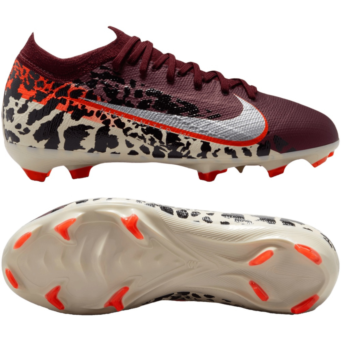 Nike Zoom Mercurial Vapor 16 Pro Gras / Kunstgras Voetbalschoenen (MG) Kids Bordeauxrood Zilver Oranje