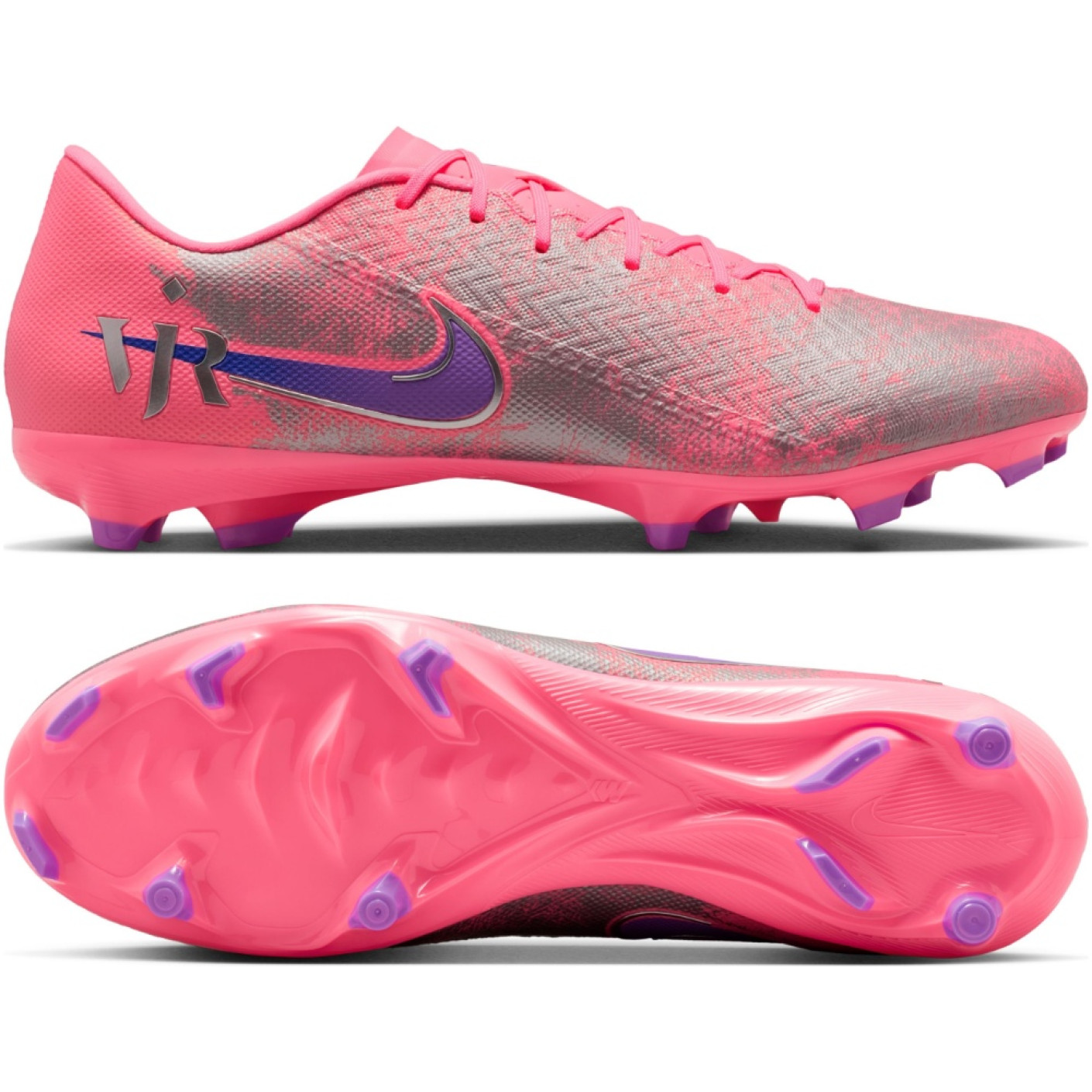 Nike Zoom Mercurial Vapor 16 Vinicius Júnior Academy Gras / Kunstgras Voetbalschoenen (MG) Felroze Paars Zilver