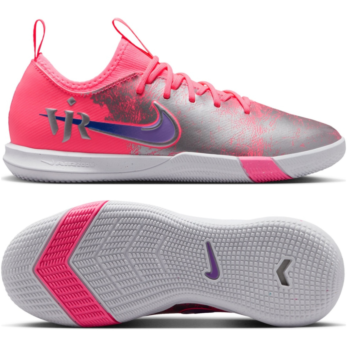 Nike Zoom Mercurial Vapor 16 Vinicius Júnior Academy Chaussures de Foot en Salle (IN) Enfants Rose Vif Mauve