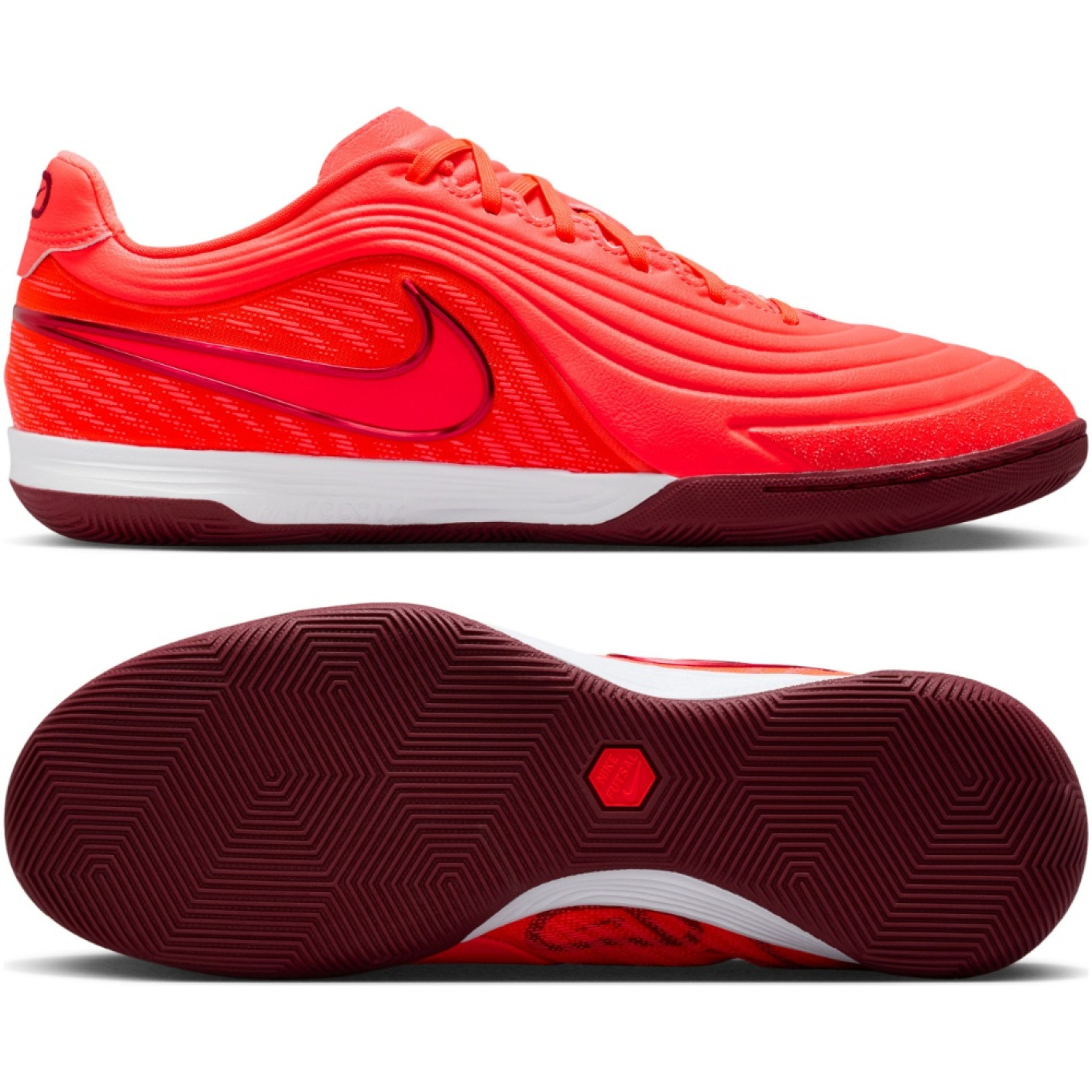 Nike Tiempo Reactgato Zaalvoetbalschoenen (IN) Felrood Oranje Bordeauxrood