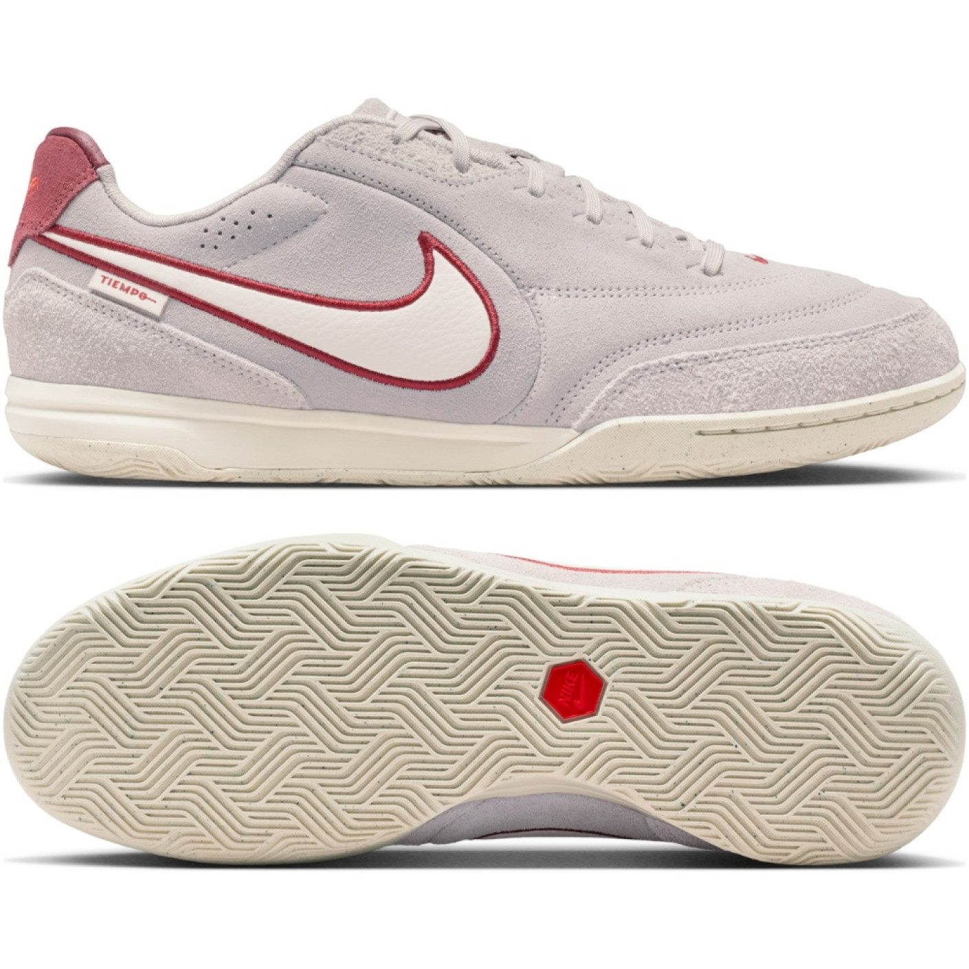 Nike Tiempo Streetgato Premium Straatvoetbalschoenen Grijs Wit Bordeauxrood