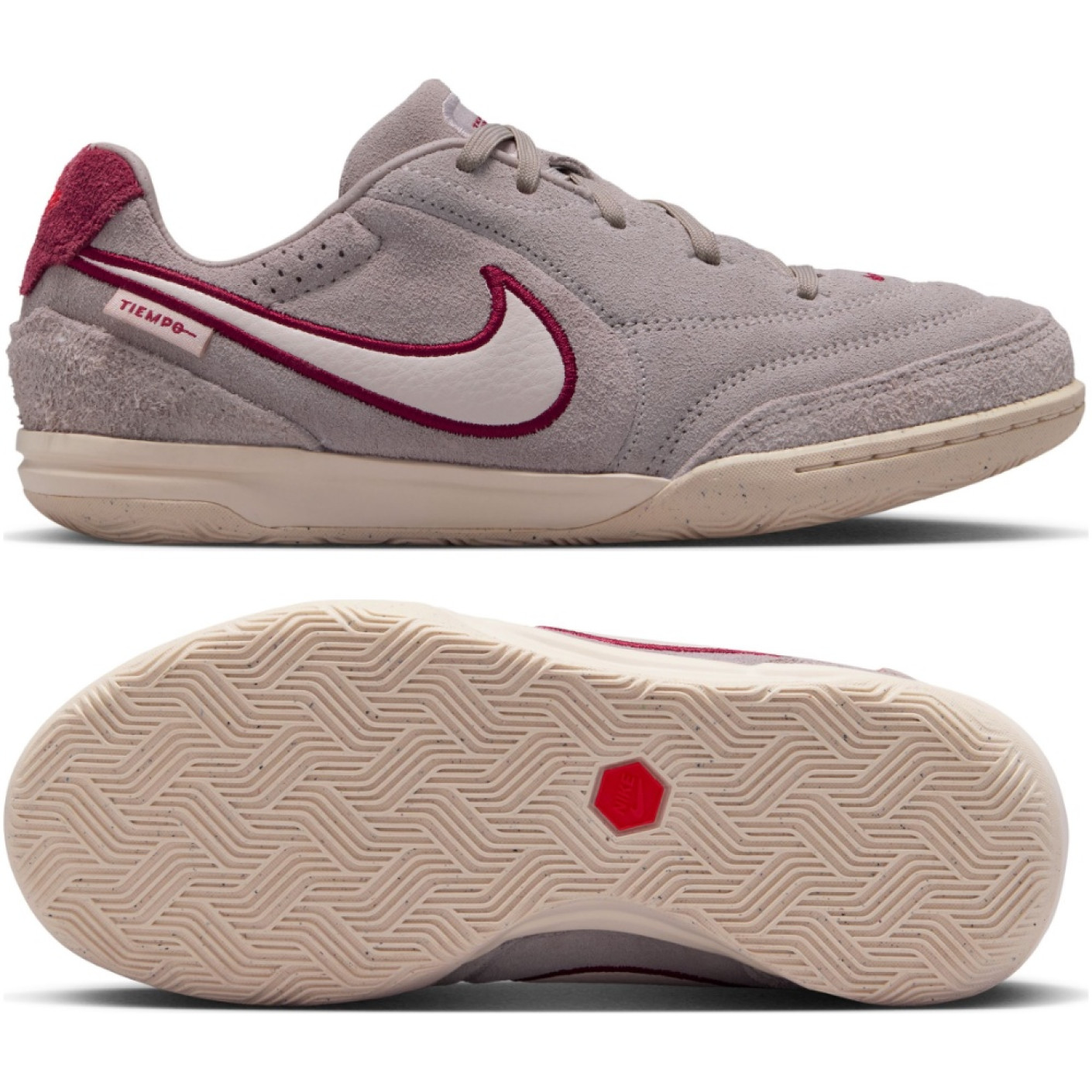 Nike Tiempo Streetgato Premium Straatvoetbalschoenen Kids Grijs Wit Bordeauxrood