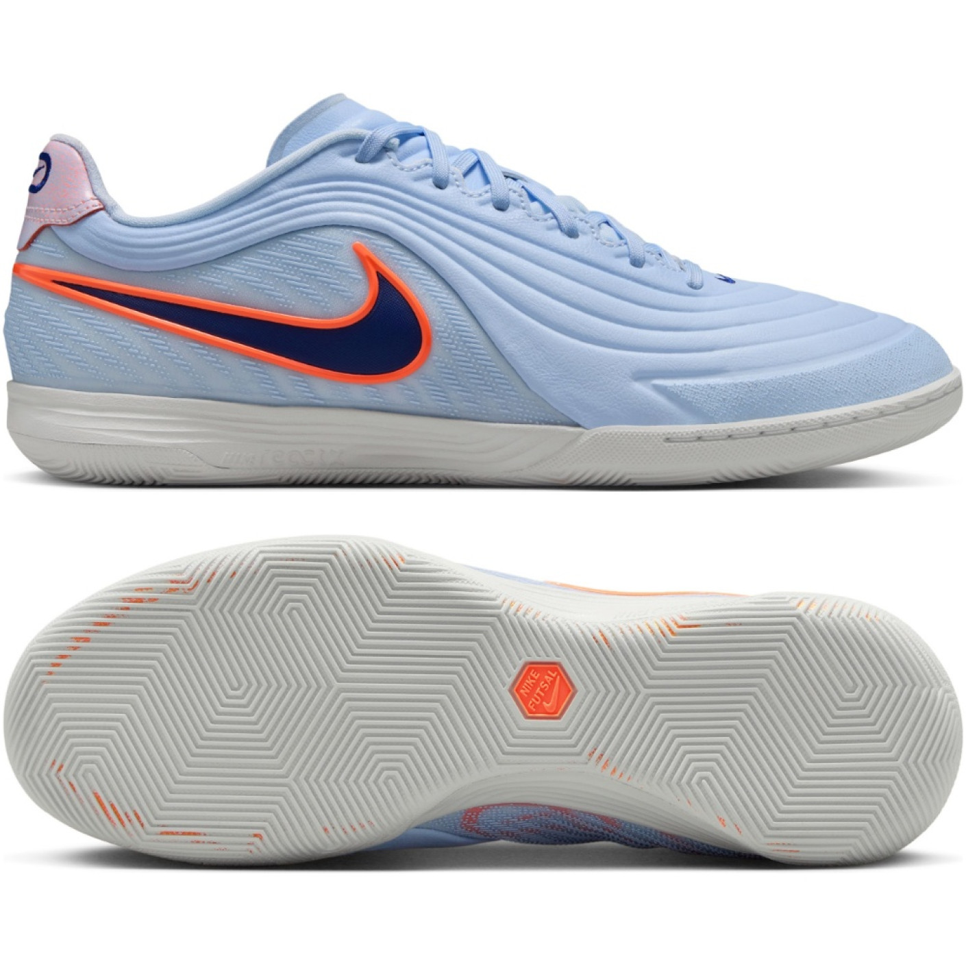 Nike Tiempo Reactgato Chaussures de Foot en Salle (IN) Bleu Clair Bleu Foncé Orange Vif