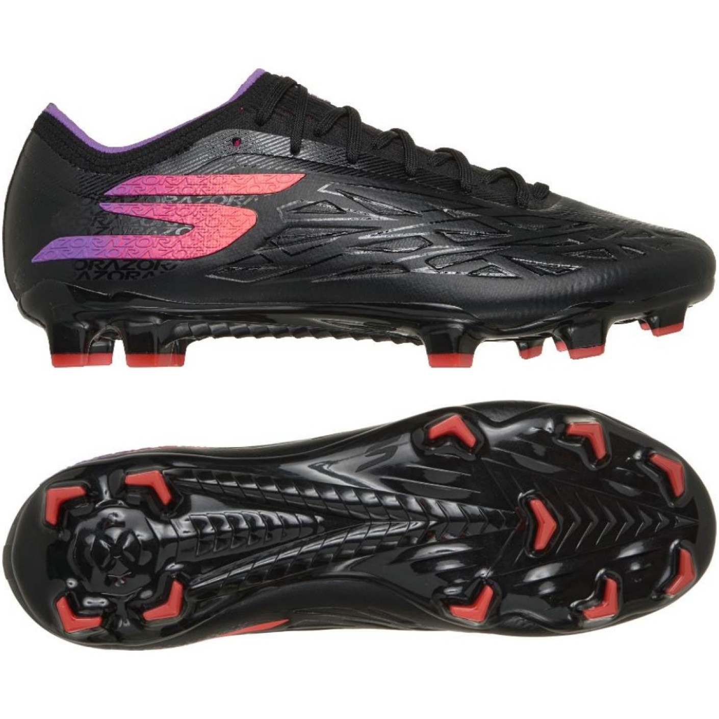 Skechers Razor 2 Elite Gazon Naturel Chaussures de Foot (FG) Noir Mauve Néon