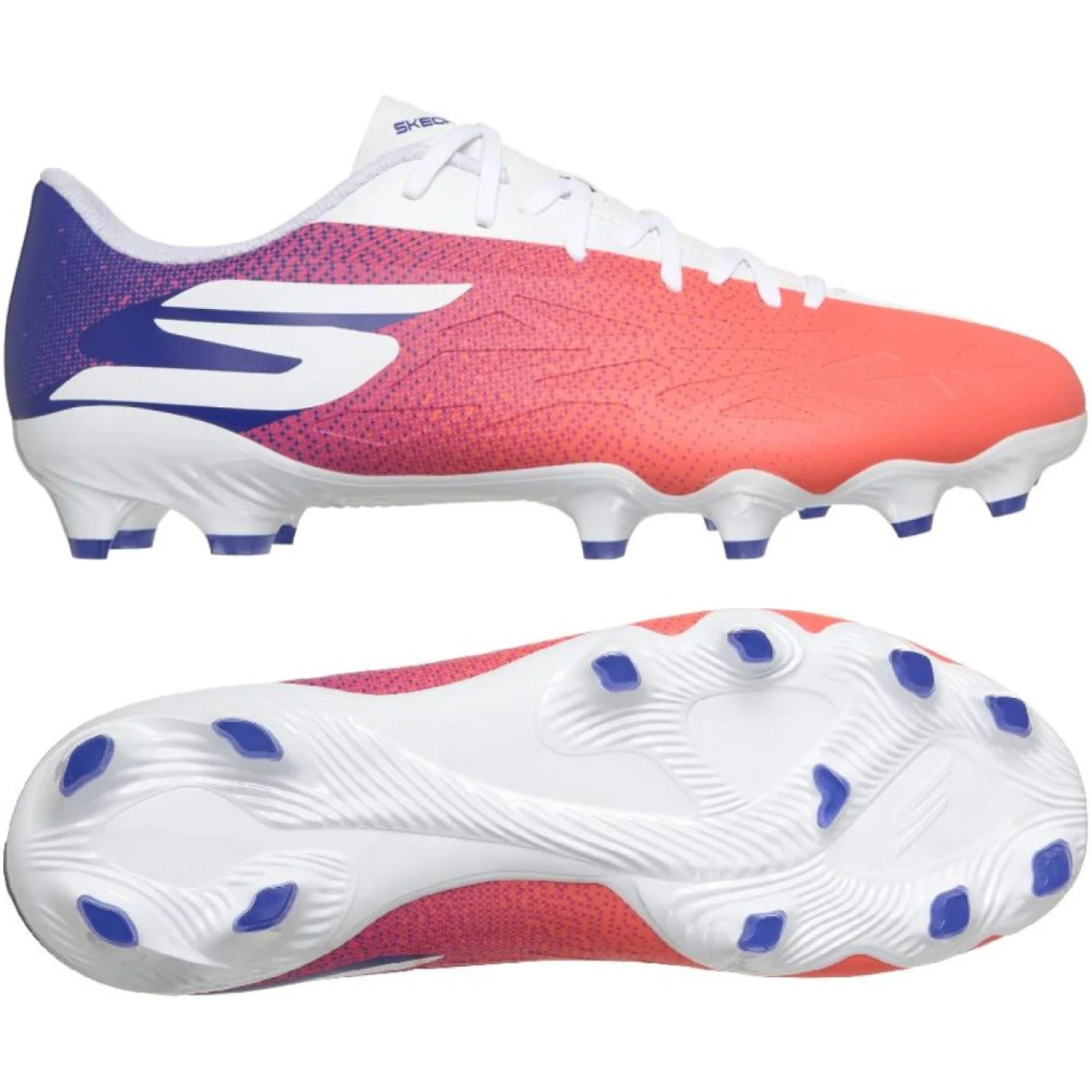 Skechers SKX_2 Club Gras / Kunstgras Voetbalschoenen (MG) Kids Wit Felrood Blauw Roze