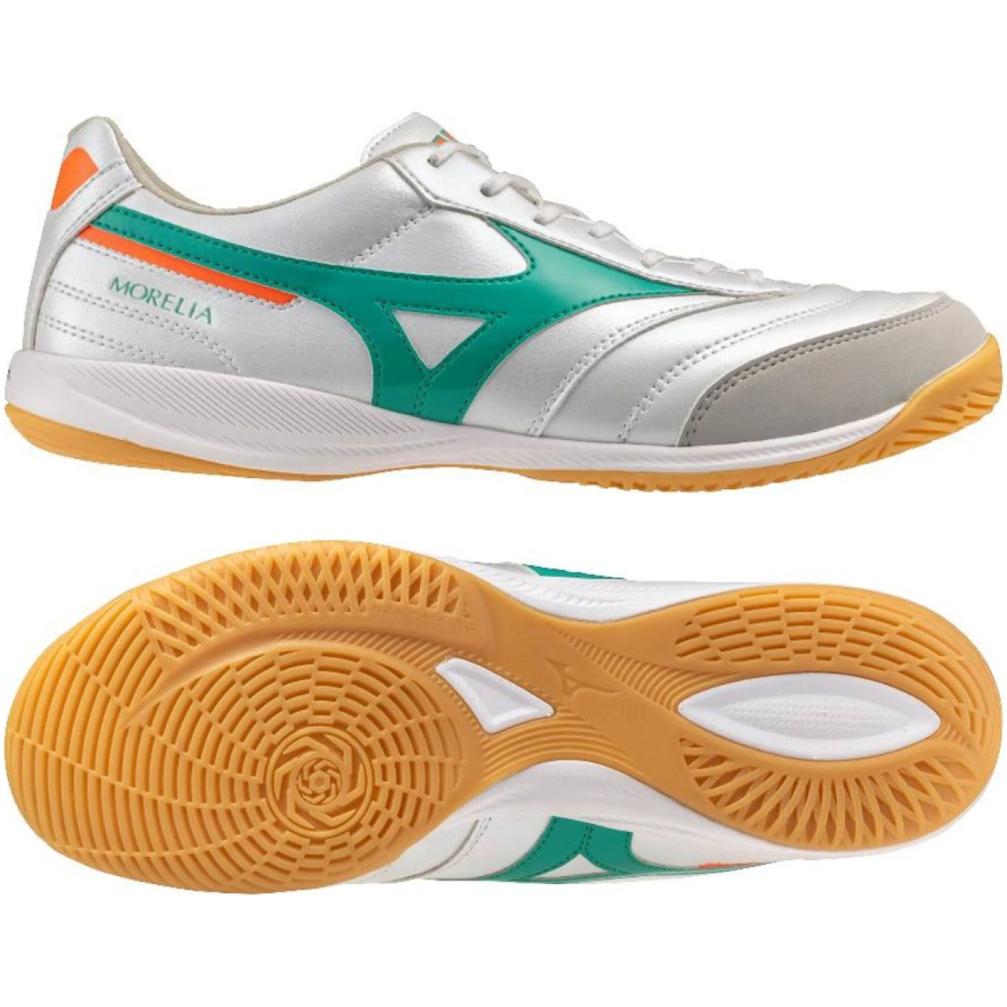 Mizuno Morelia Sala Pro Zaalvoetbalschoenen (IN) Wit Groen Oranje