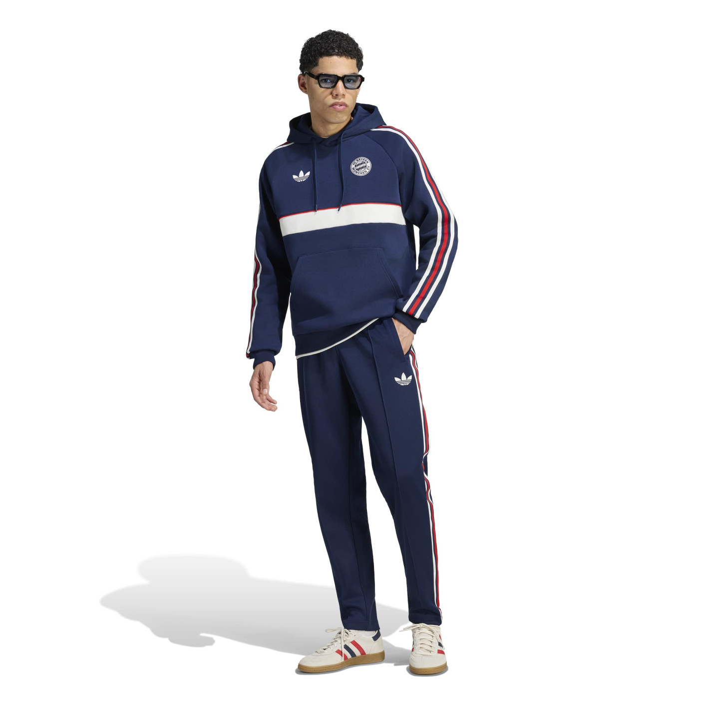 Survêtement adidas Bayern Munich Originals à capuche bleu foncé blanc rouge