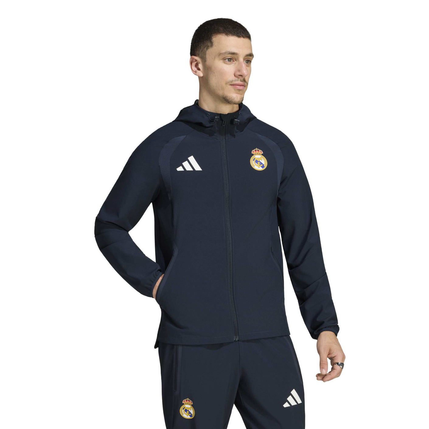 adidas Real Madrid Tiro Travel Trainingsjack 2026-2027 Donkerblauw Wit