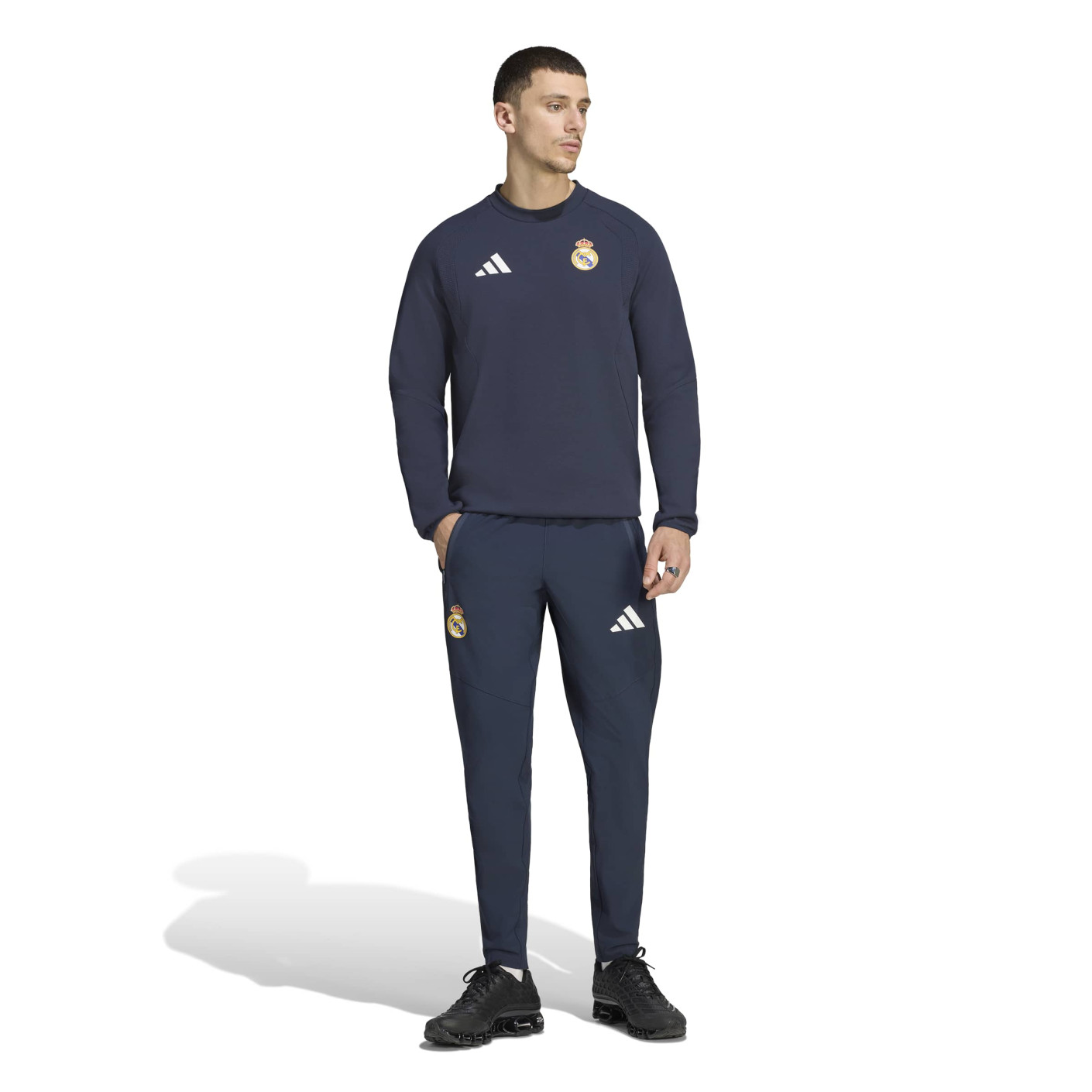 adidas Real Madrid Tiro Travel Crew Trainingspak 2026-2027 Donkerblauw Wit