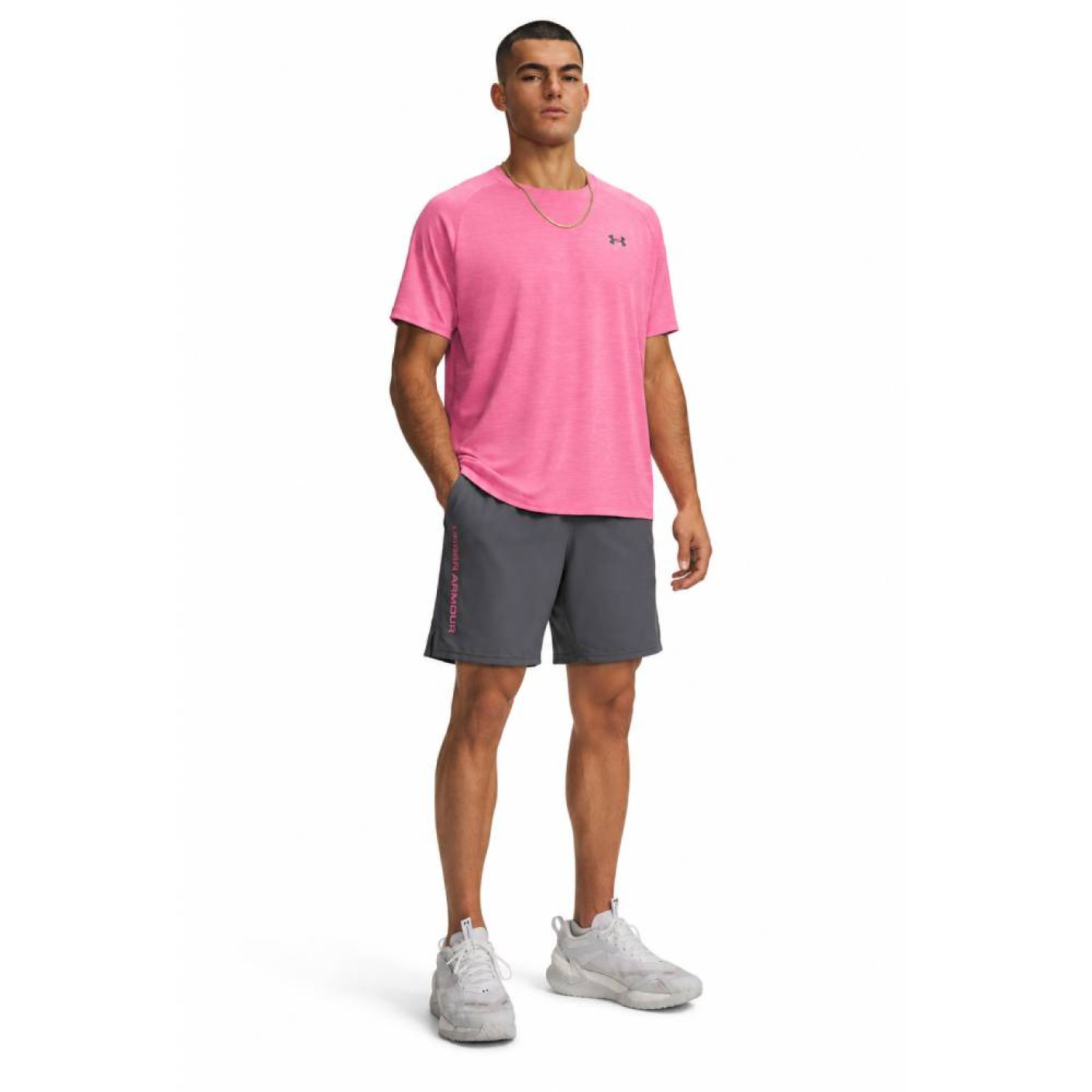 Under Armour Tech Textured Woven Trainingsset Roze Donkergrijs Zwart