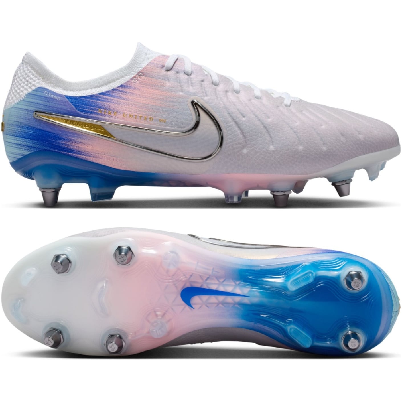 Nike Tiempo Legend 10 Elite IJzeren-Nop Voetbalschoenen (SG) Pro Player Grijs Blauw Roze