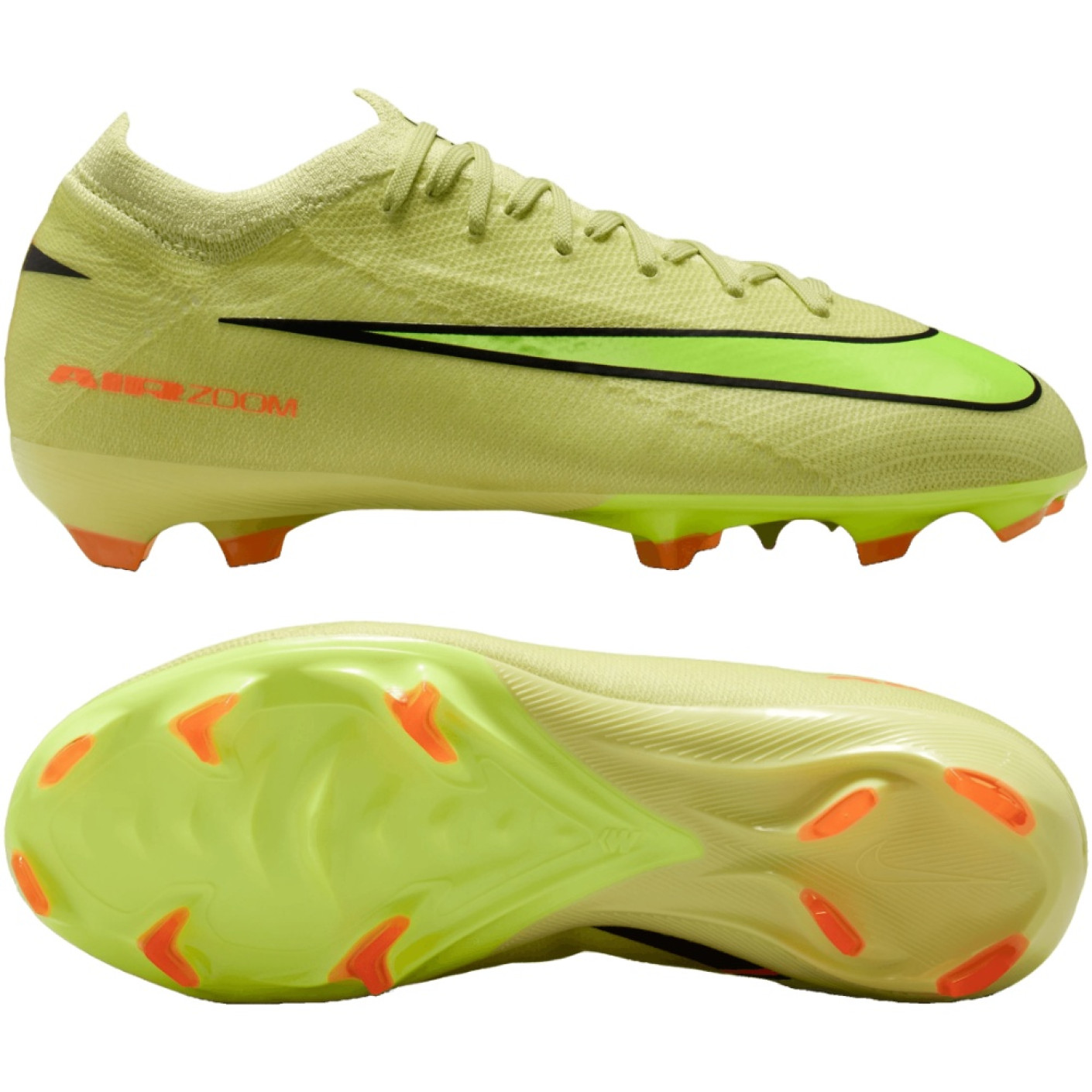 Nike Zoom Mercurial Vapor 16 Pro Gazon Naturel Chaussures de Foot (FG) Enfants Jaune Jaune Néon Orange