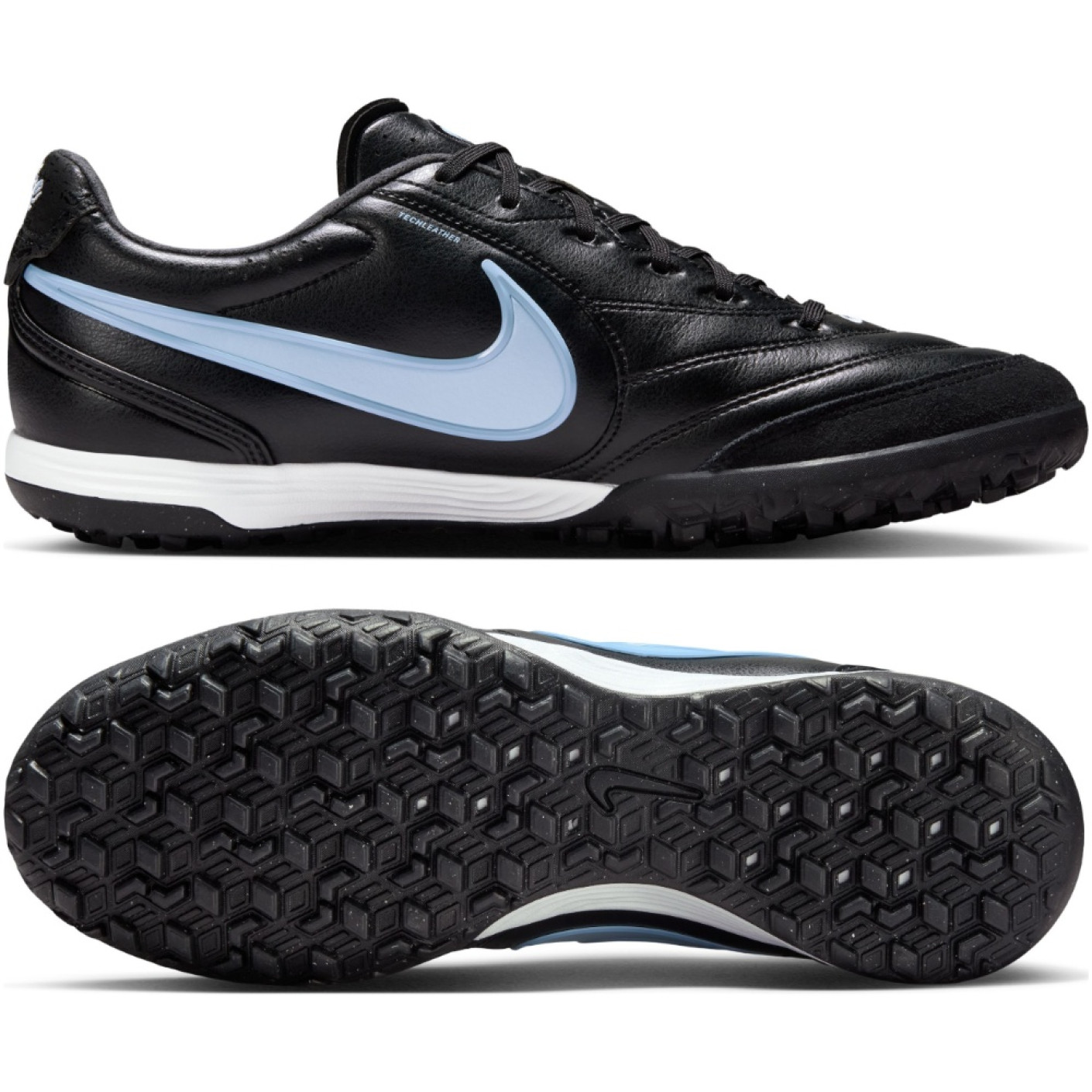Nike Tiempo Ligera Pro Turf Chaussures de Foot (TF) Noir Bleu Clair