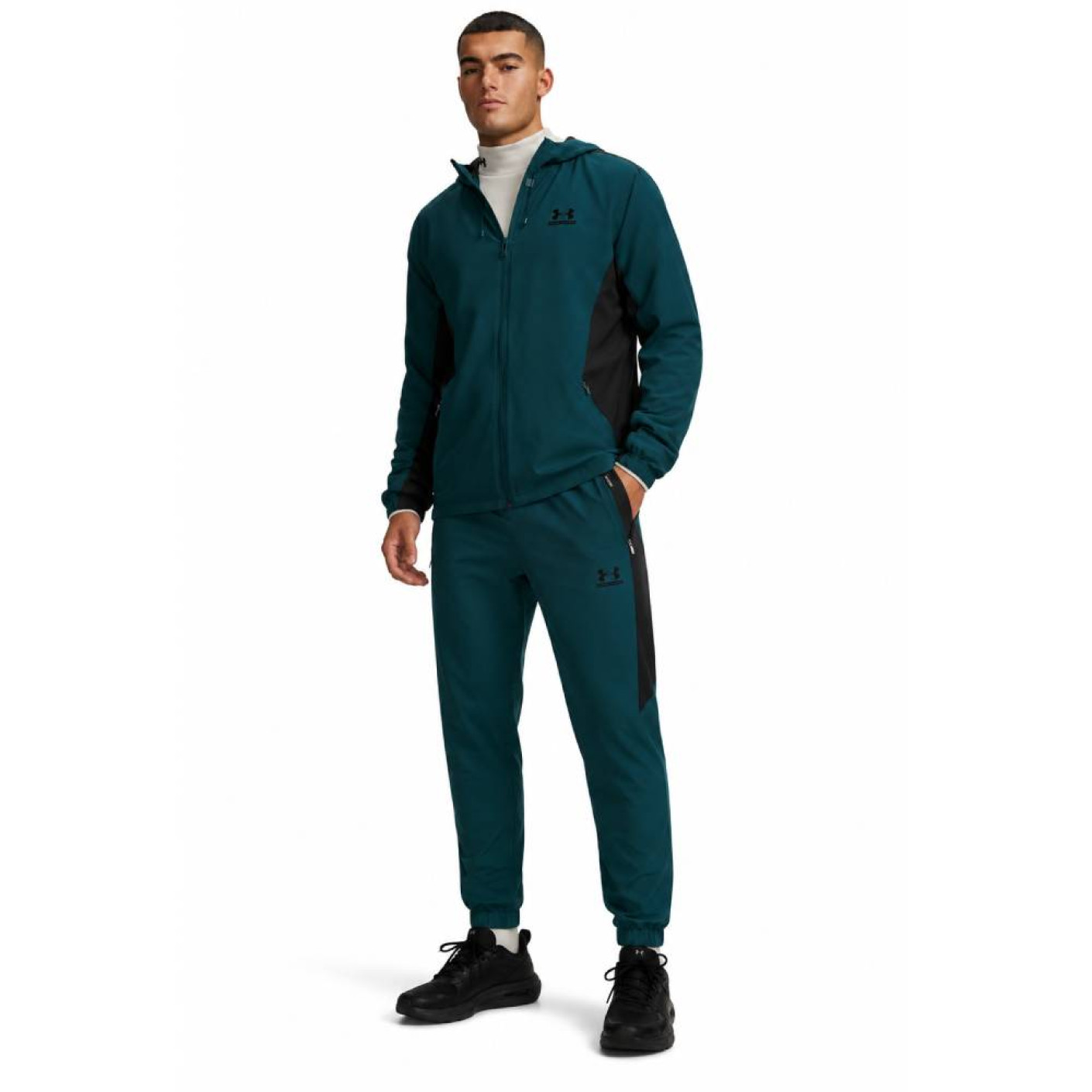 Survêtement tissé Under Armour Tech Sport entièrement zippé vert foncé noir