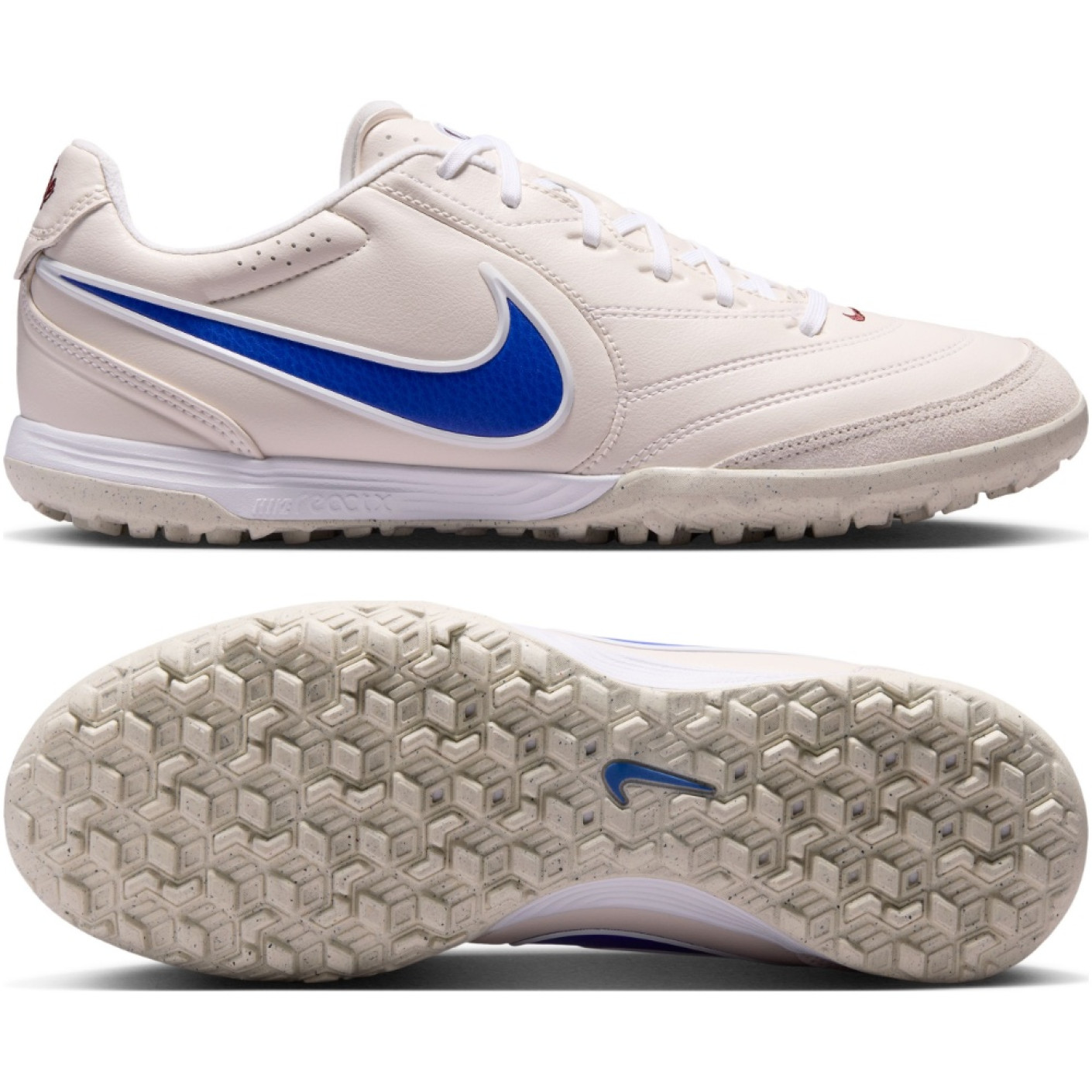 Nike Tiempo Ligera Pro Turf Chaussures de Foot (TF) Blanc Craie Bleu Blanc