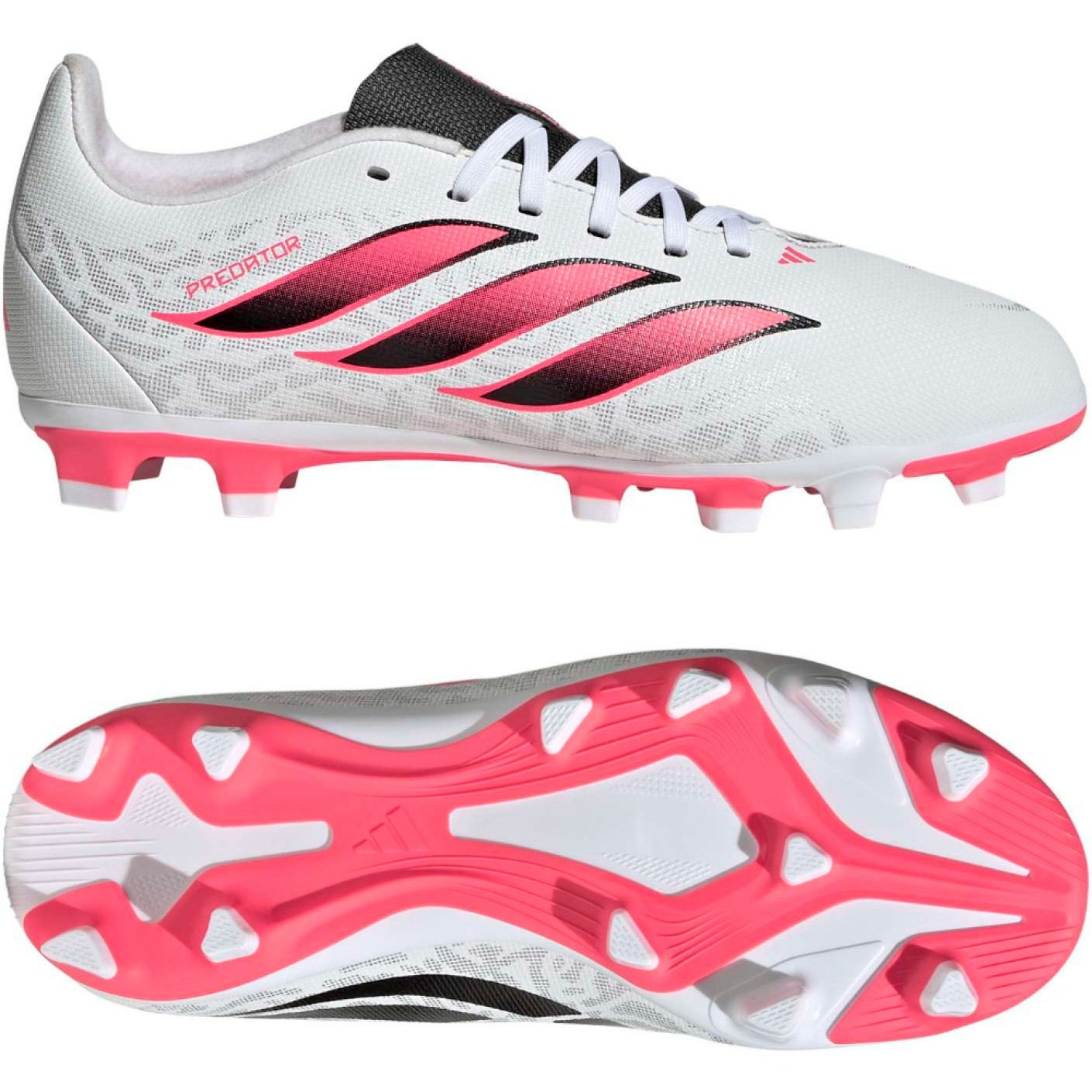 adidas Predator Club Gras / Kunstgras Voetbalschoenen (MG) Kids Wit Zwart Roze