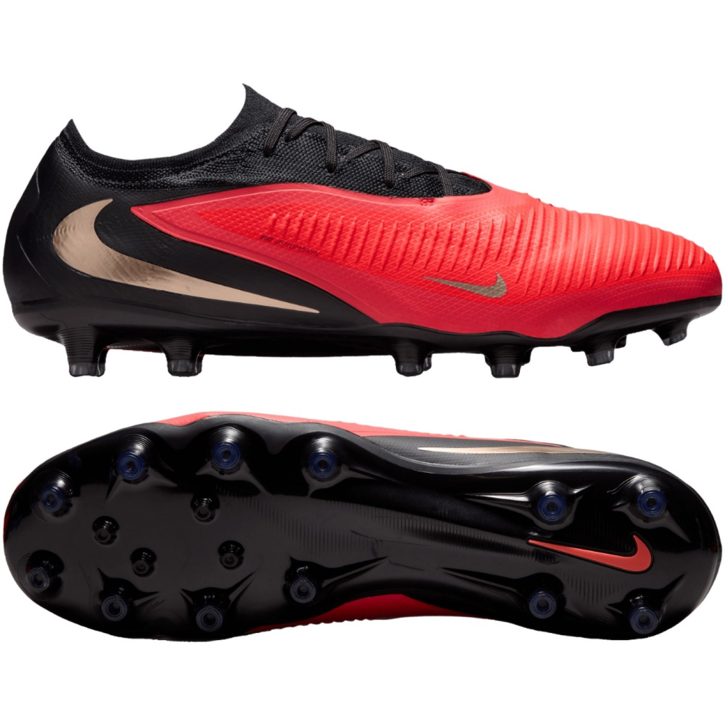 Nike Phantom 6 Low Pro Kunstgras Voetbalschoenen (AG) Zwart Felrood Goud